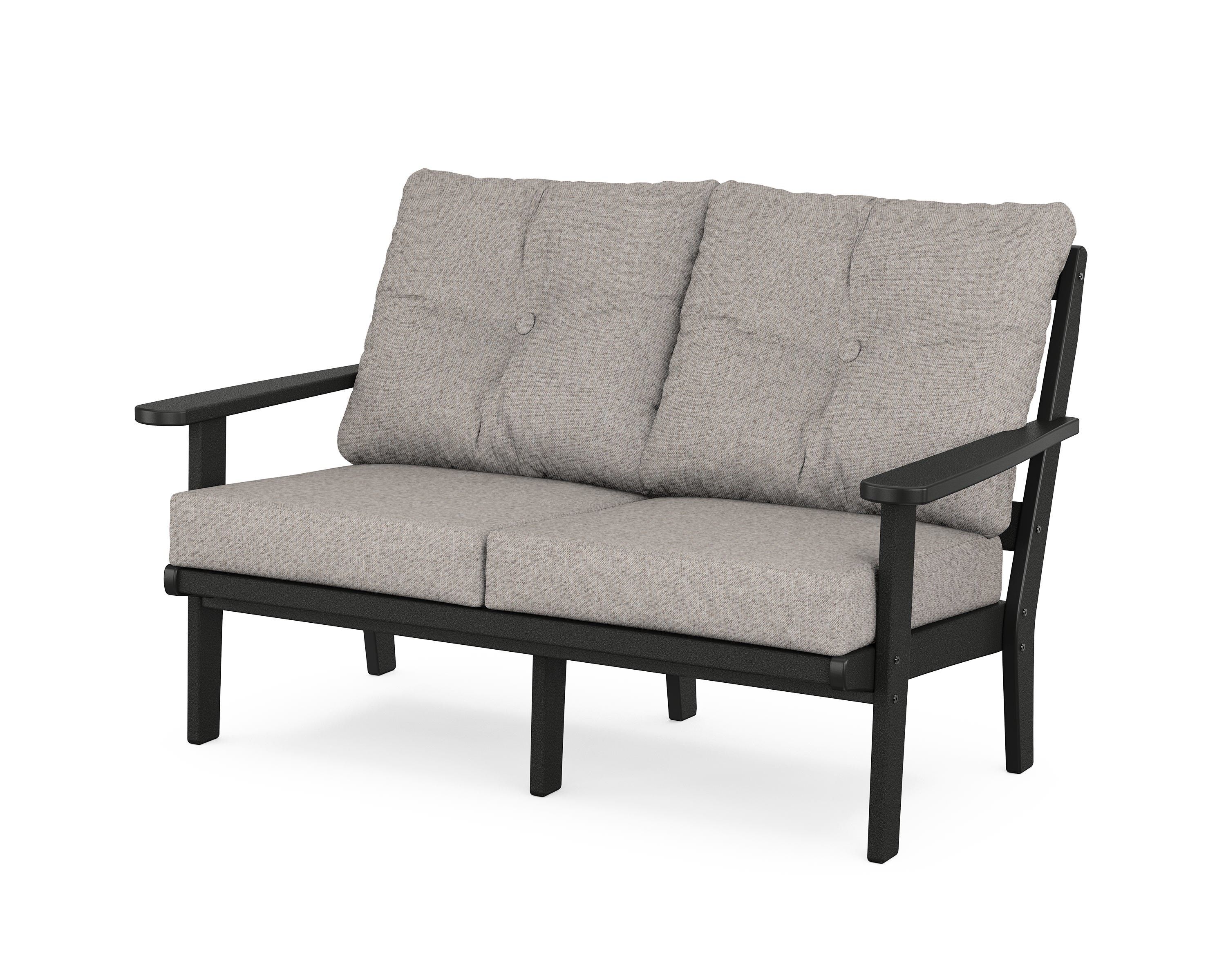 POLYWOOD® Mission Deep Seating Loveseat in Black / Weathered Tweed