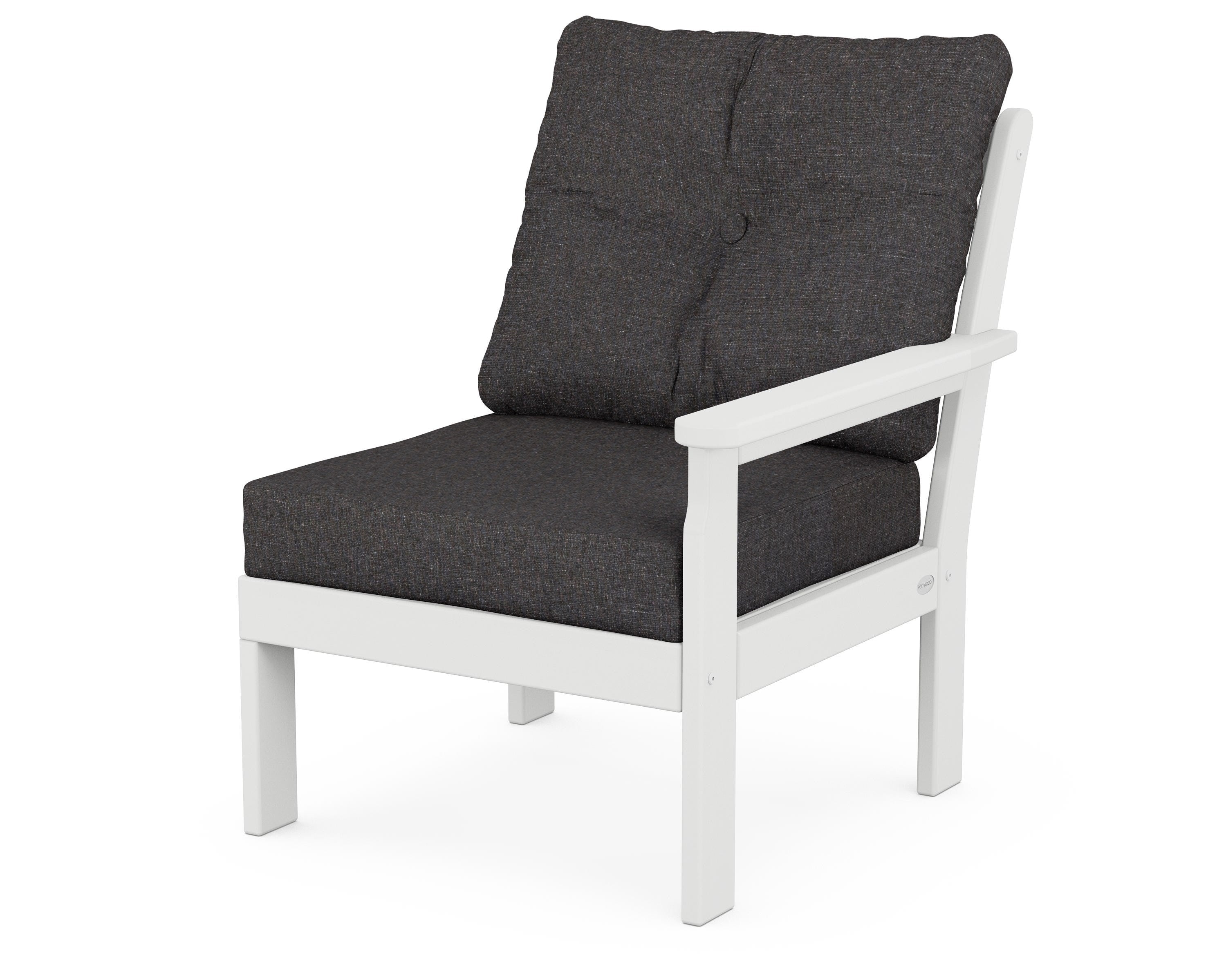 POLYWOOD® Vineyard Modular Right Arm Chair in White / Ash Charcoal