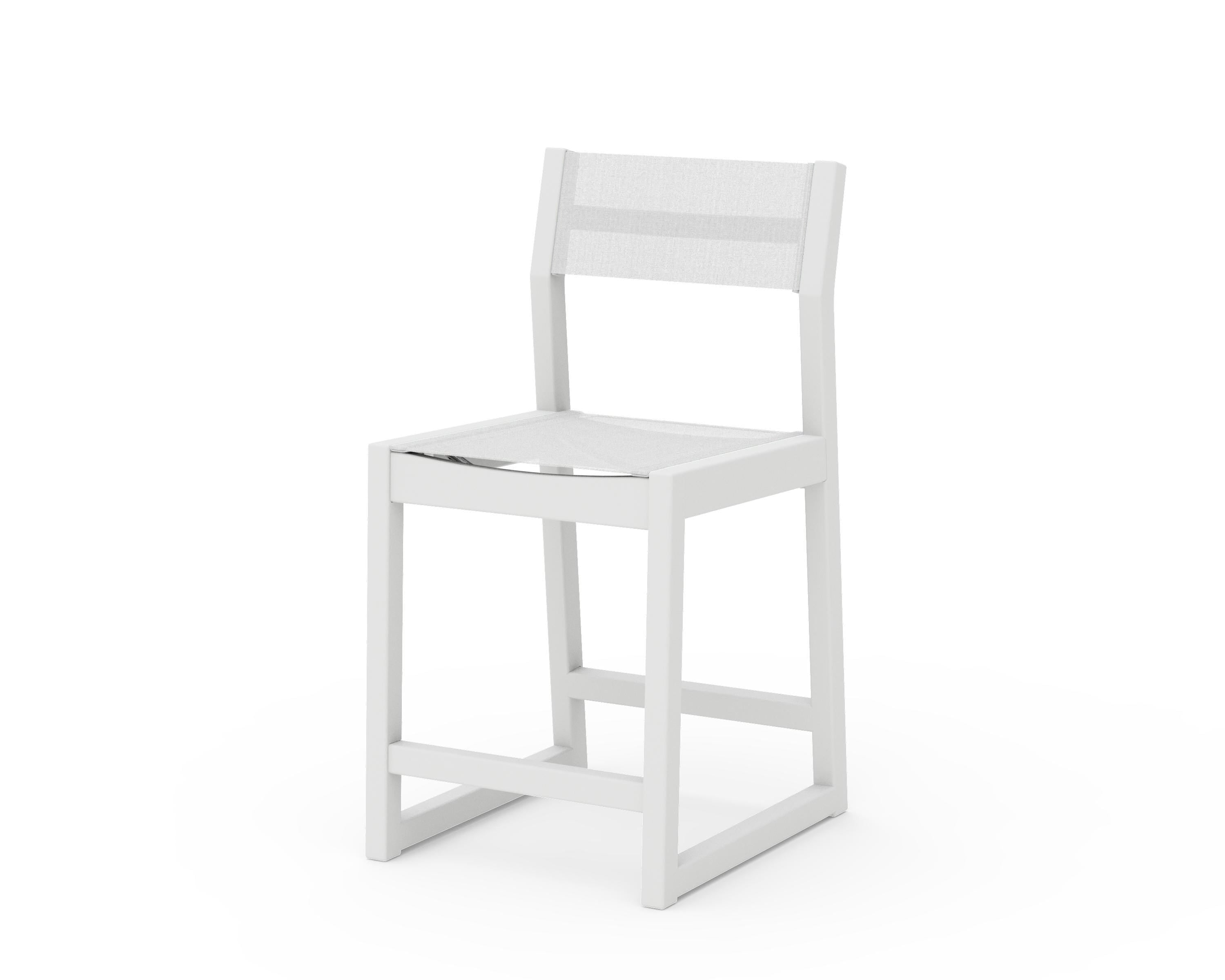POLYWOOD® EDGE Sling Counter Side Chair in White / White Sling