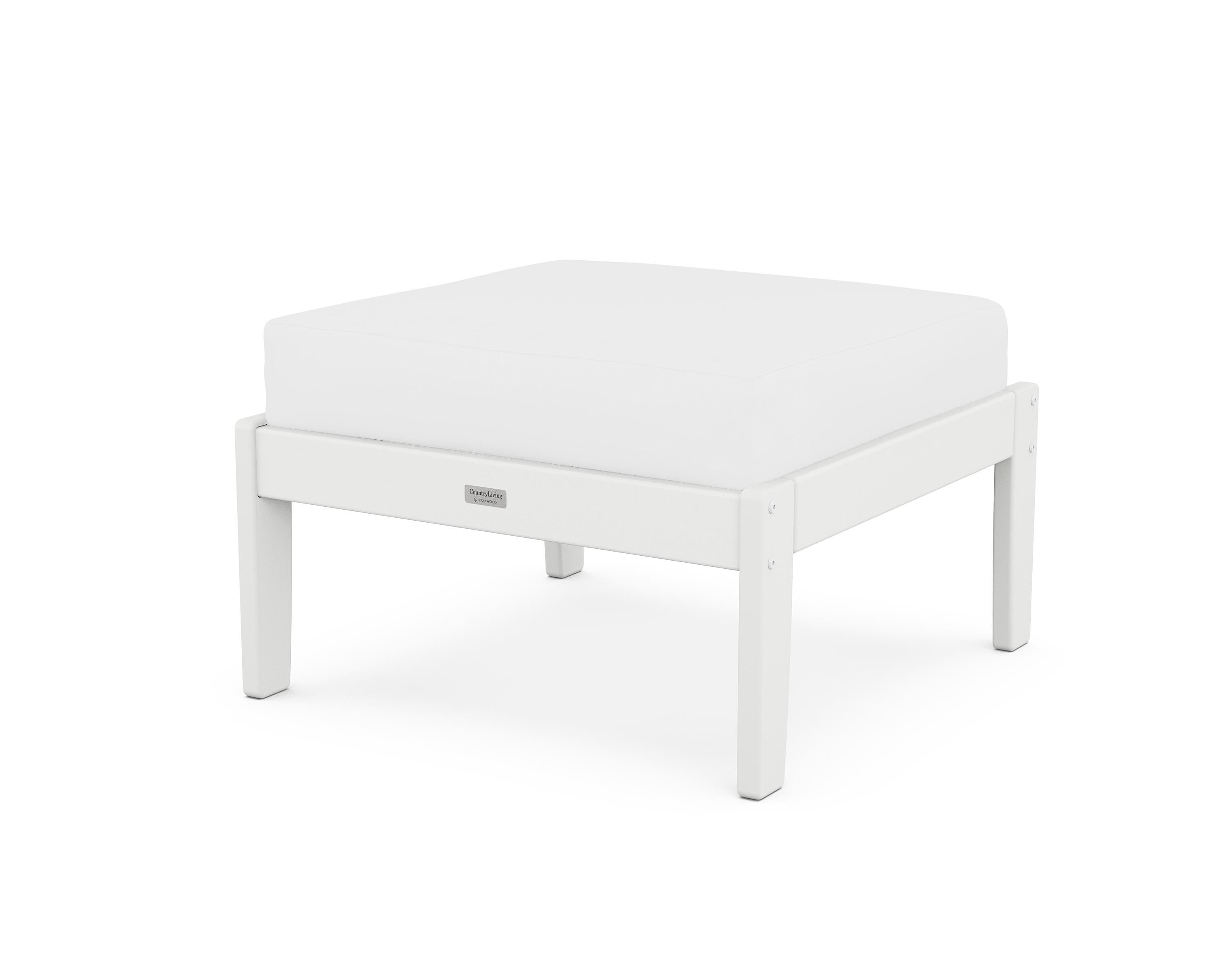 Country Living Cottage Deep Seating Ottoman in White / Natural