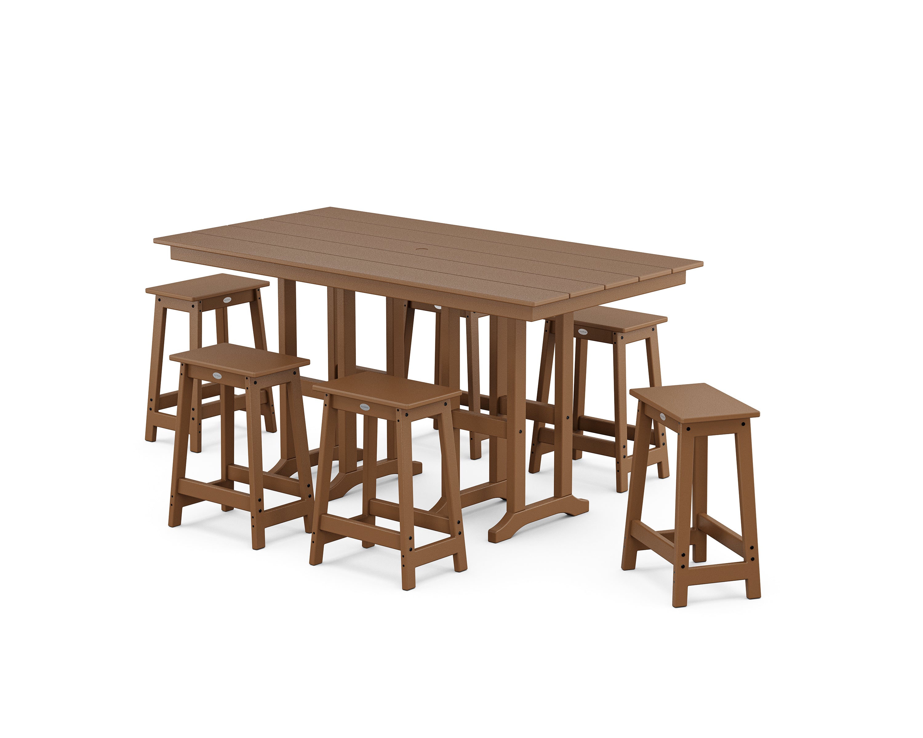 POLYWOOD® Modern Studio Counter Stool 7-Piece Set in Teak