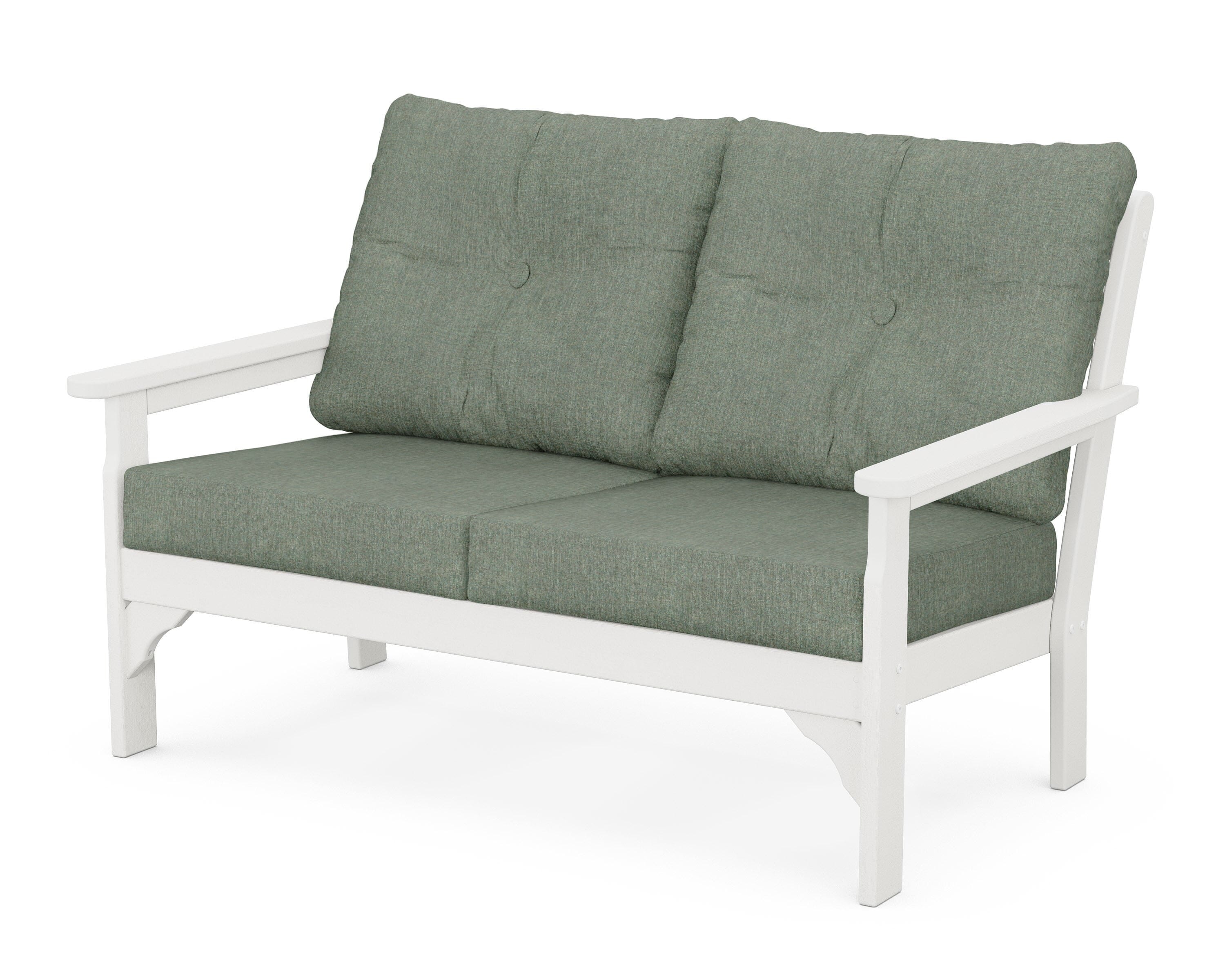 POLYWOOD® Vineyard Deep Seating Loveseat in Vintage White / Cast Sage