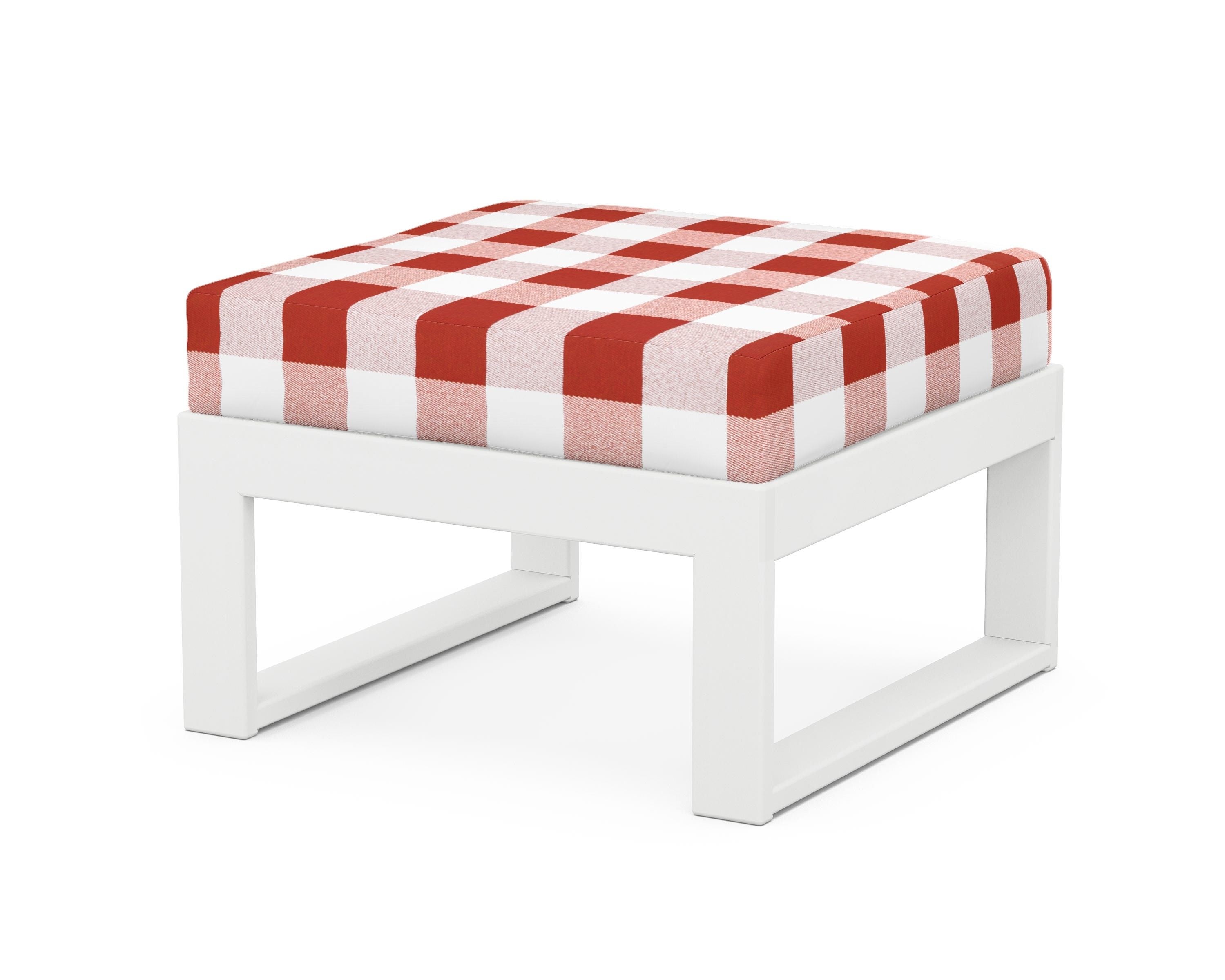 Unbranded Modular Ottoman - Modern in White / Buffalo Plaid Crimson