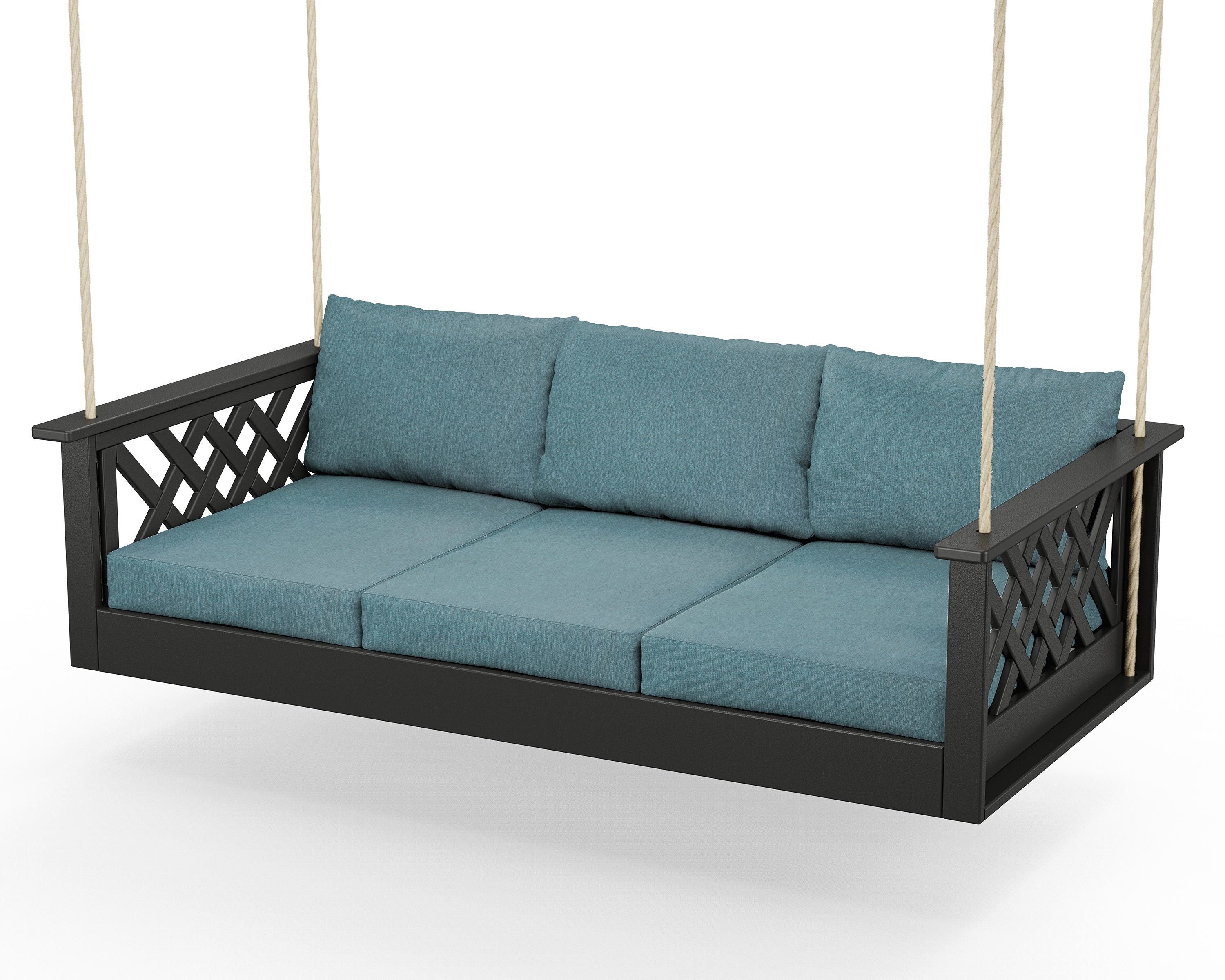 Country Living Wovendale Daybed Swing in Black / Ocean Teal