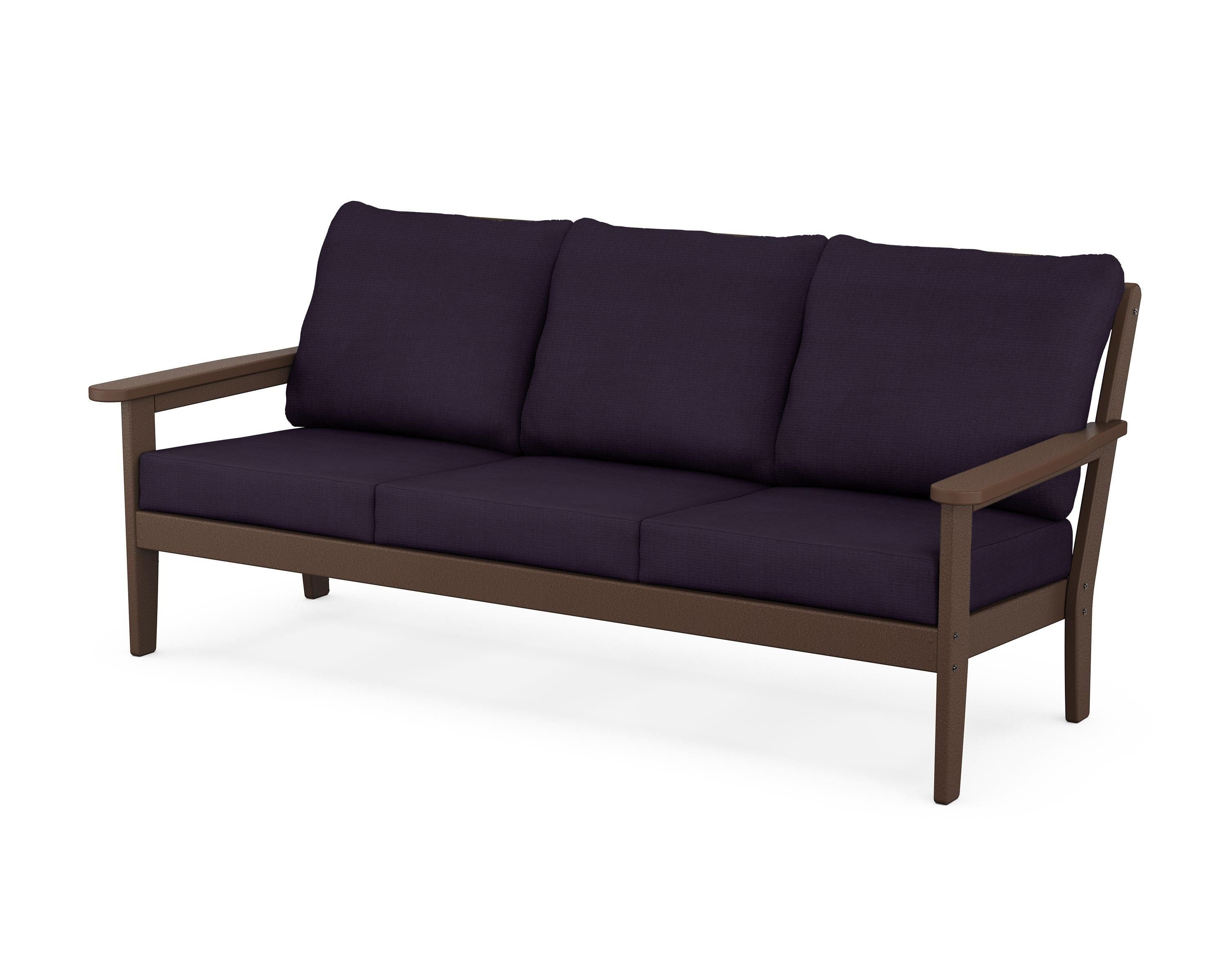 Country Living Cottage Deep Seating Sofa in Mahogany / Navy Linen