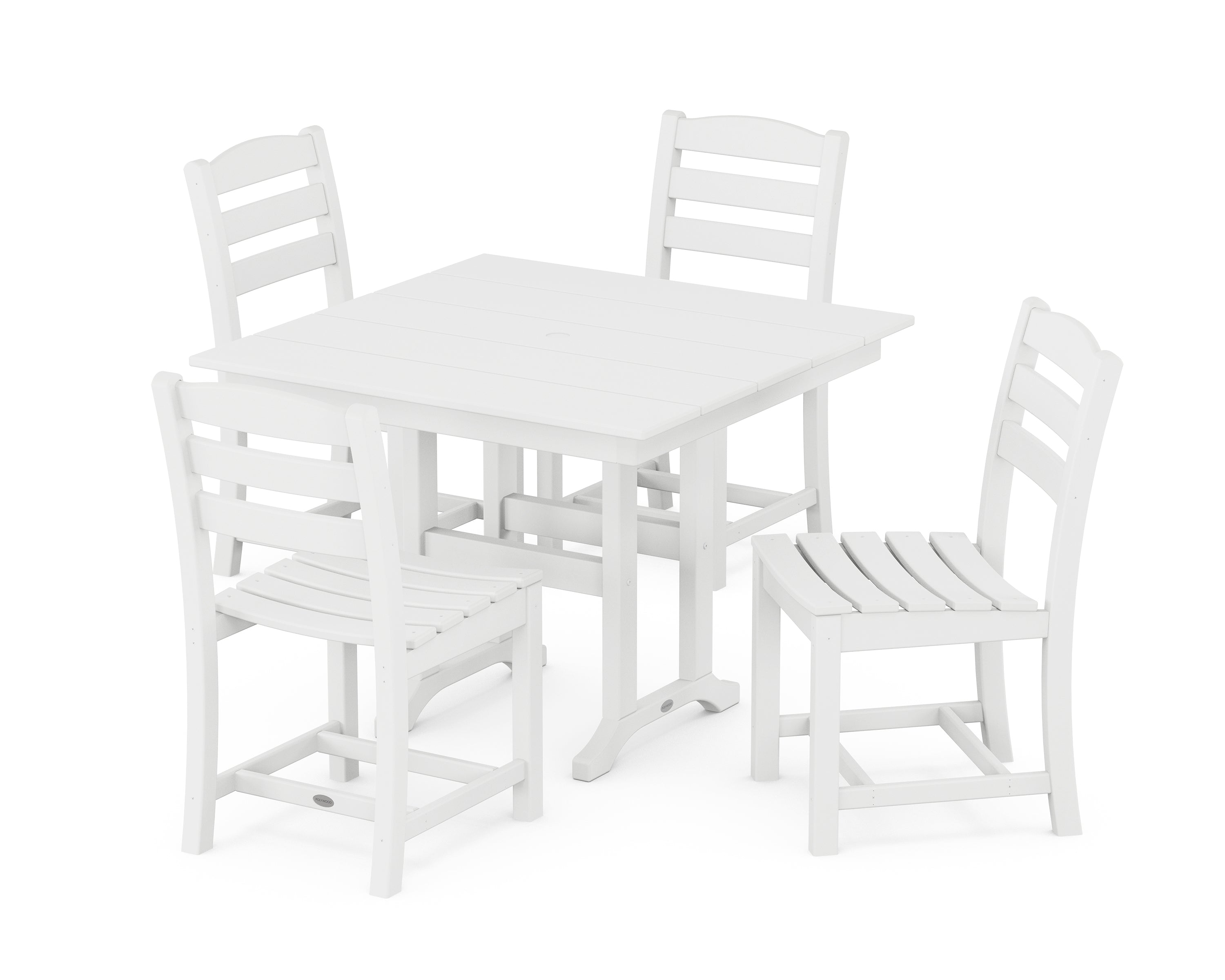 POLYWOOD® La Casa Café Side Chair 5-Piece Farmhouse Dining Set in White