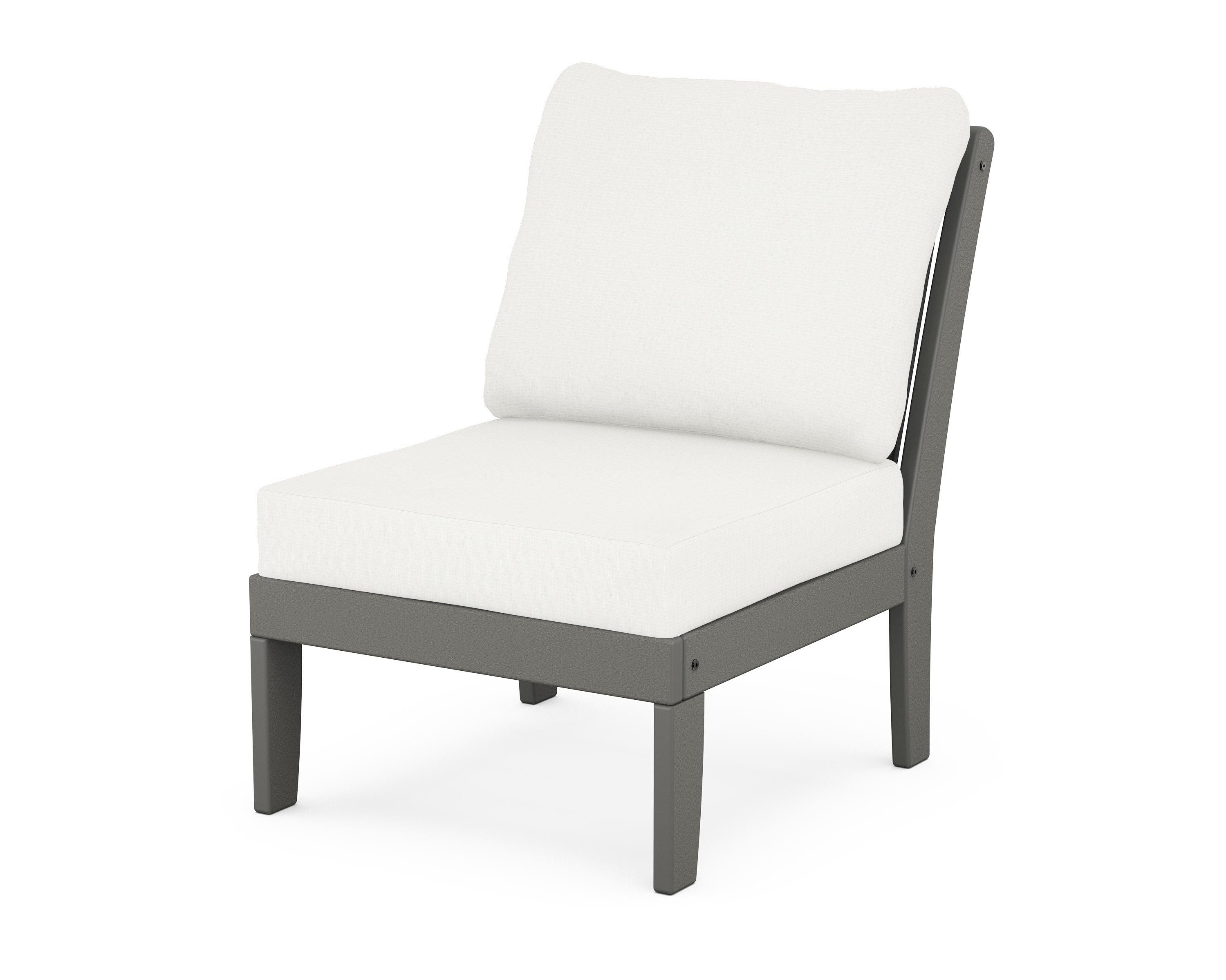 POLYWOOD® Braxton Modular Armless Chair in Slate Grey / Natural Linen