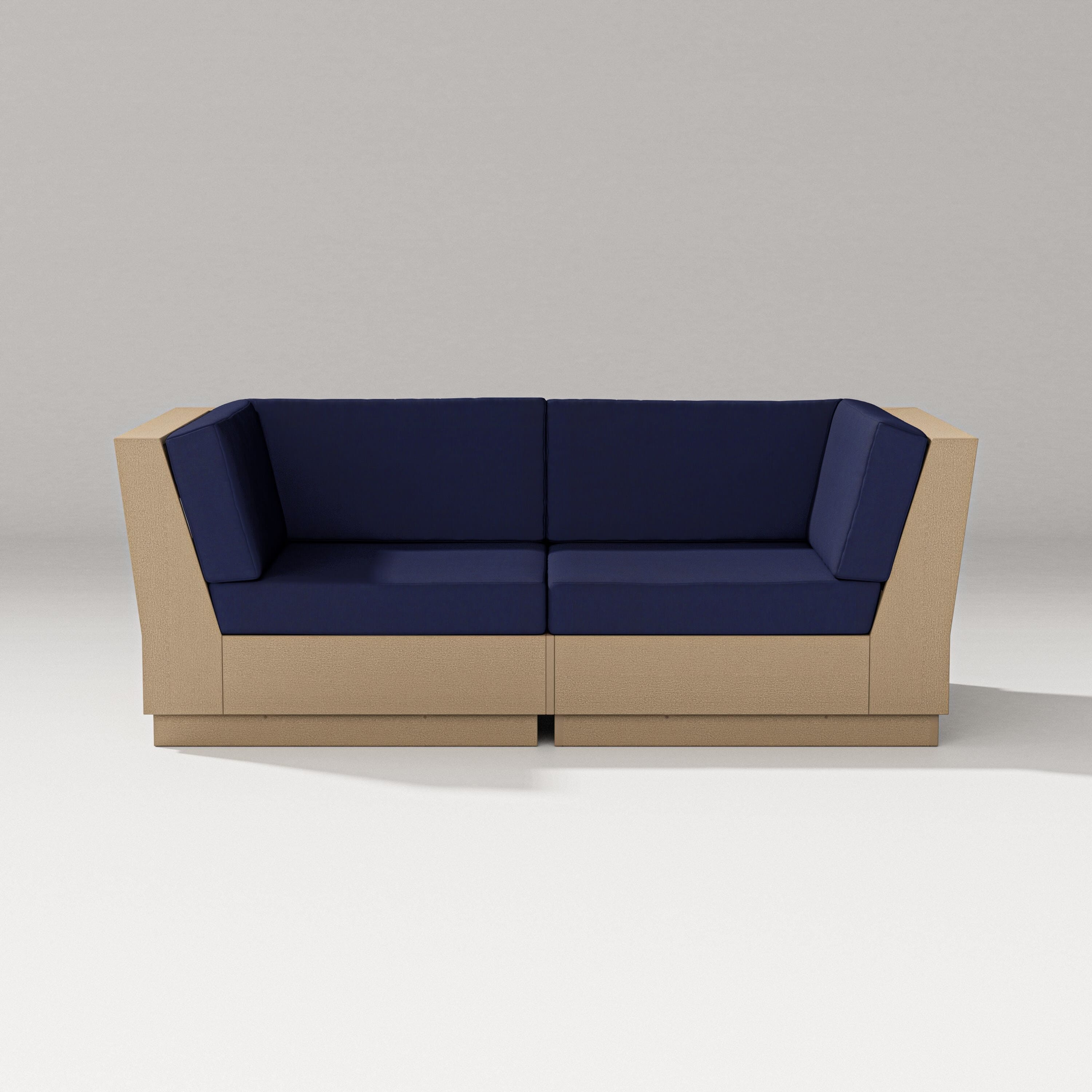 PW Designer Series Elevate Loveseat Sectional in Vintage Sahara / Navy