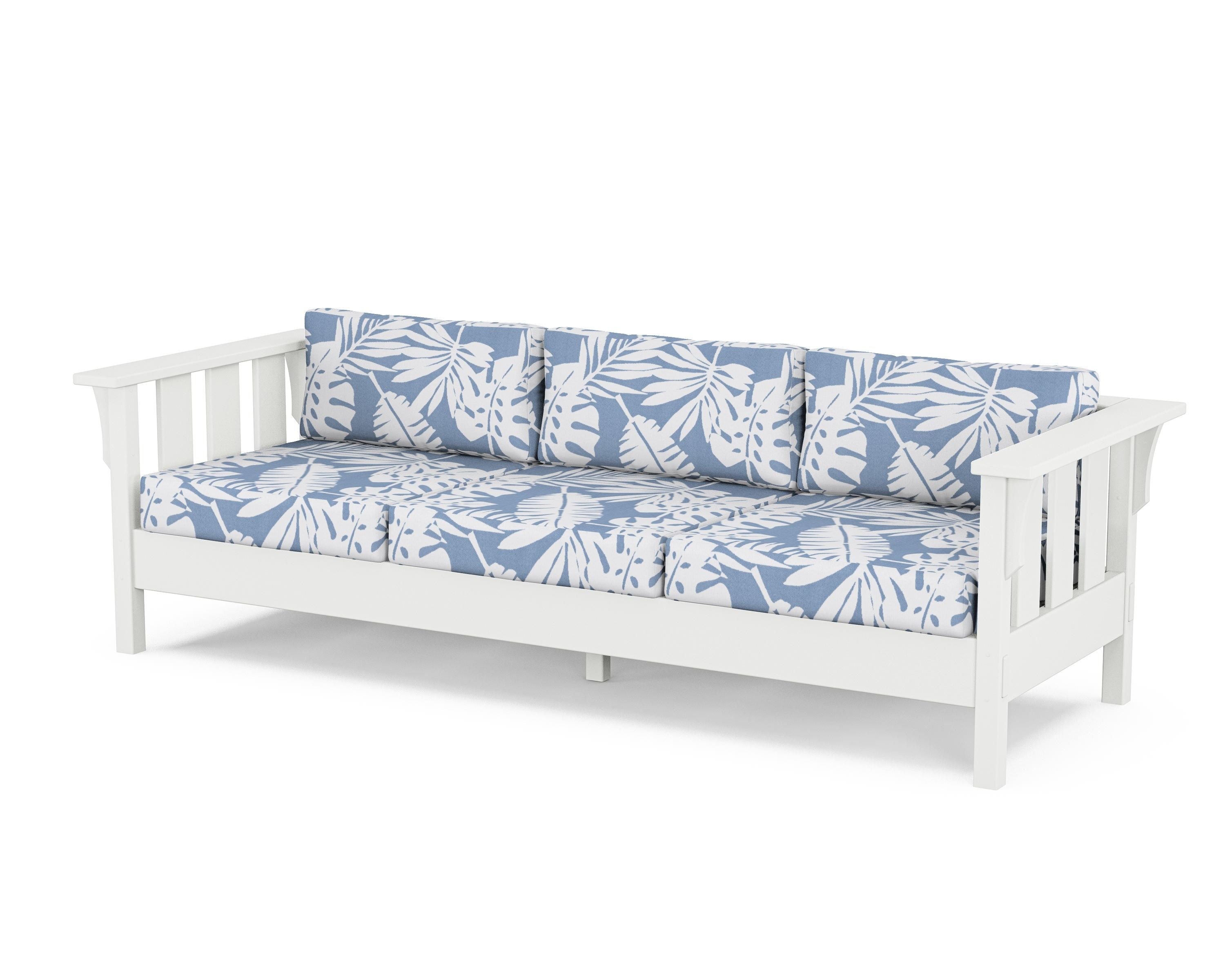 Martha Stewart by POLYWOOD® Acadia Deep Seating Sofa in White / Leaf Sky Blue