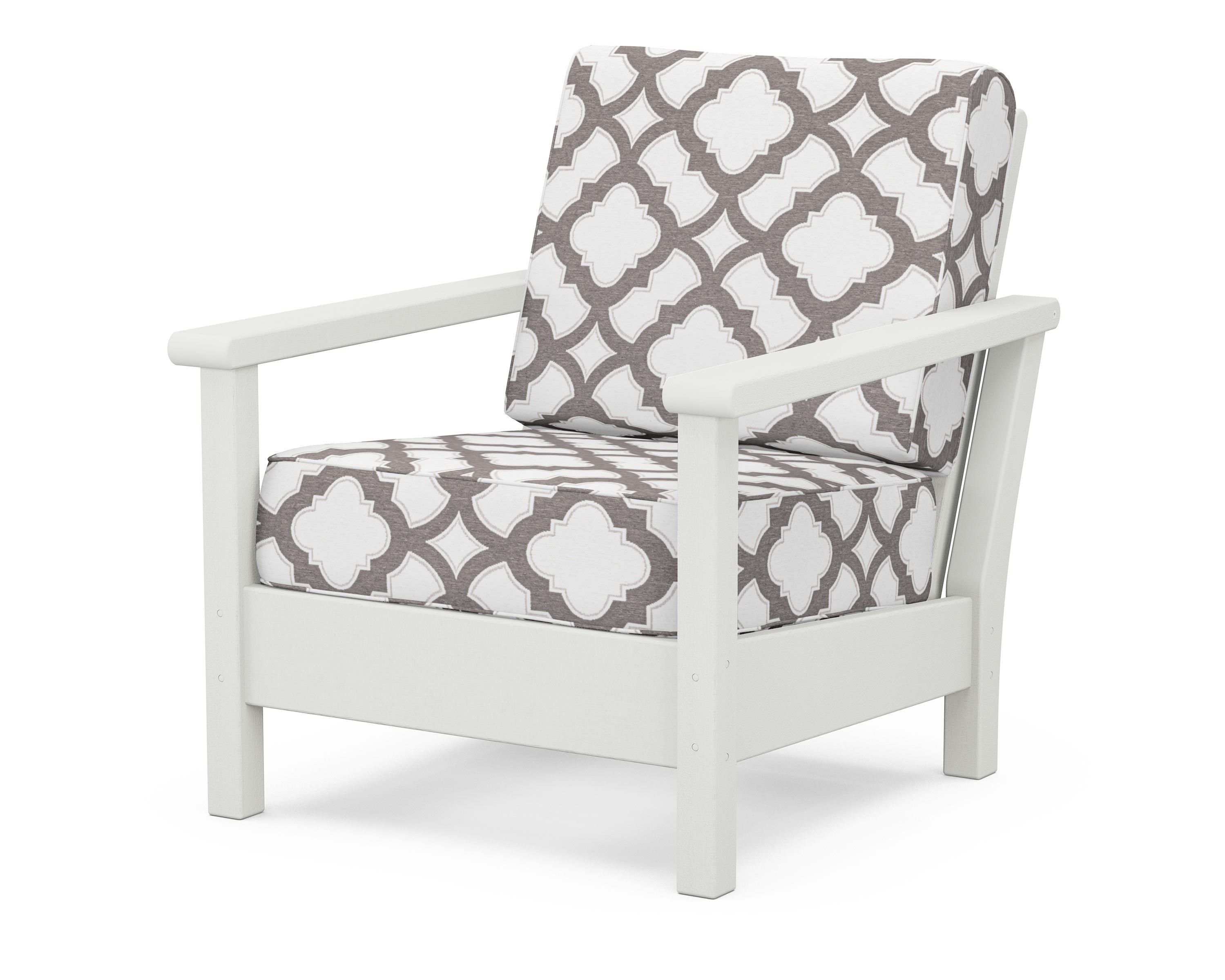POLYWOOD® Harbour Deep Seating Chair in Vintage White / Trellis Grey Mist