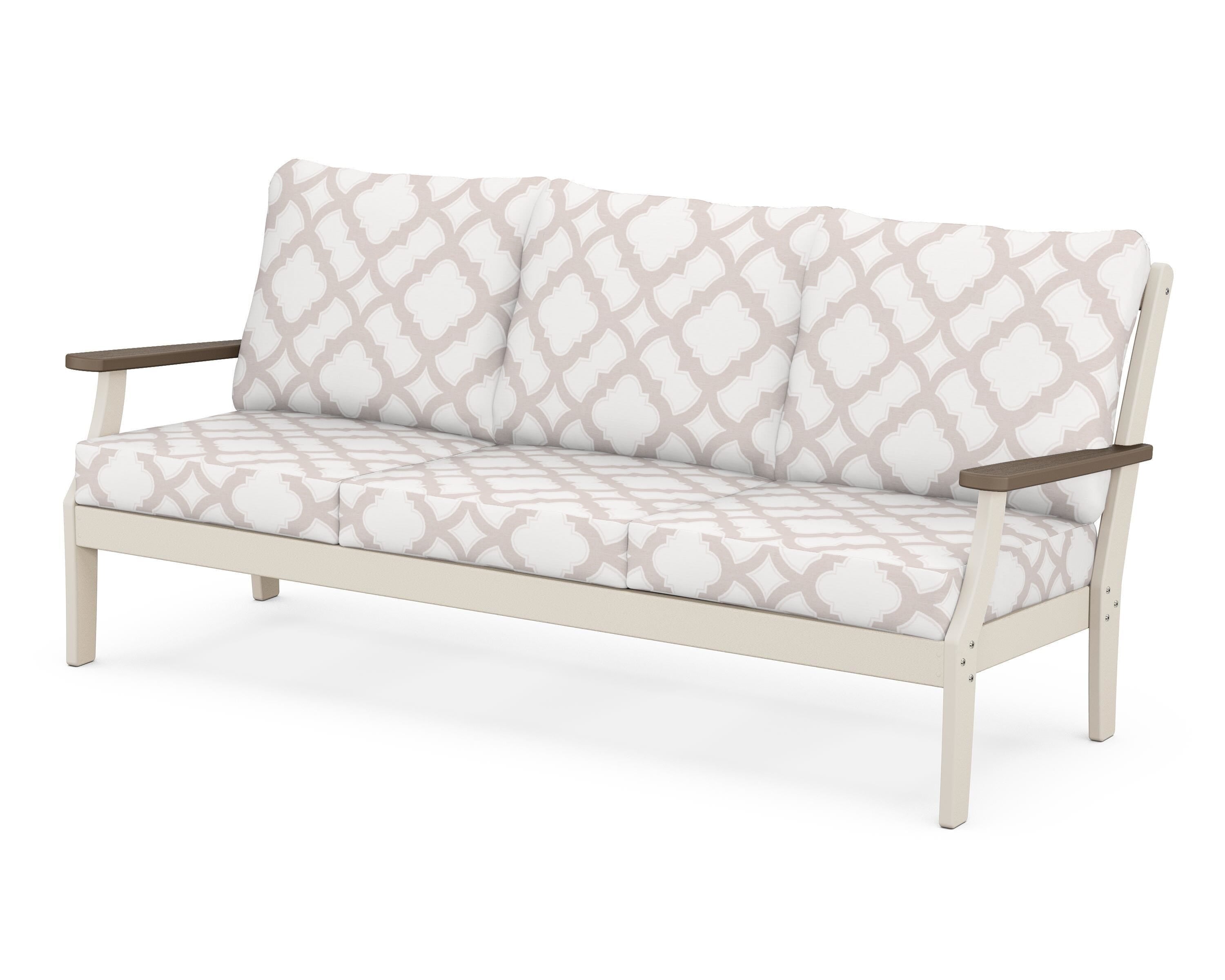 POLYWOOD® Braxton Deep Seating Sofa in Sand / Kona / Trellis Dune Burlap