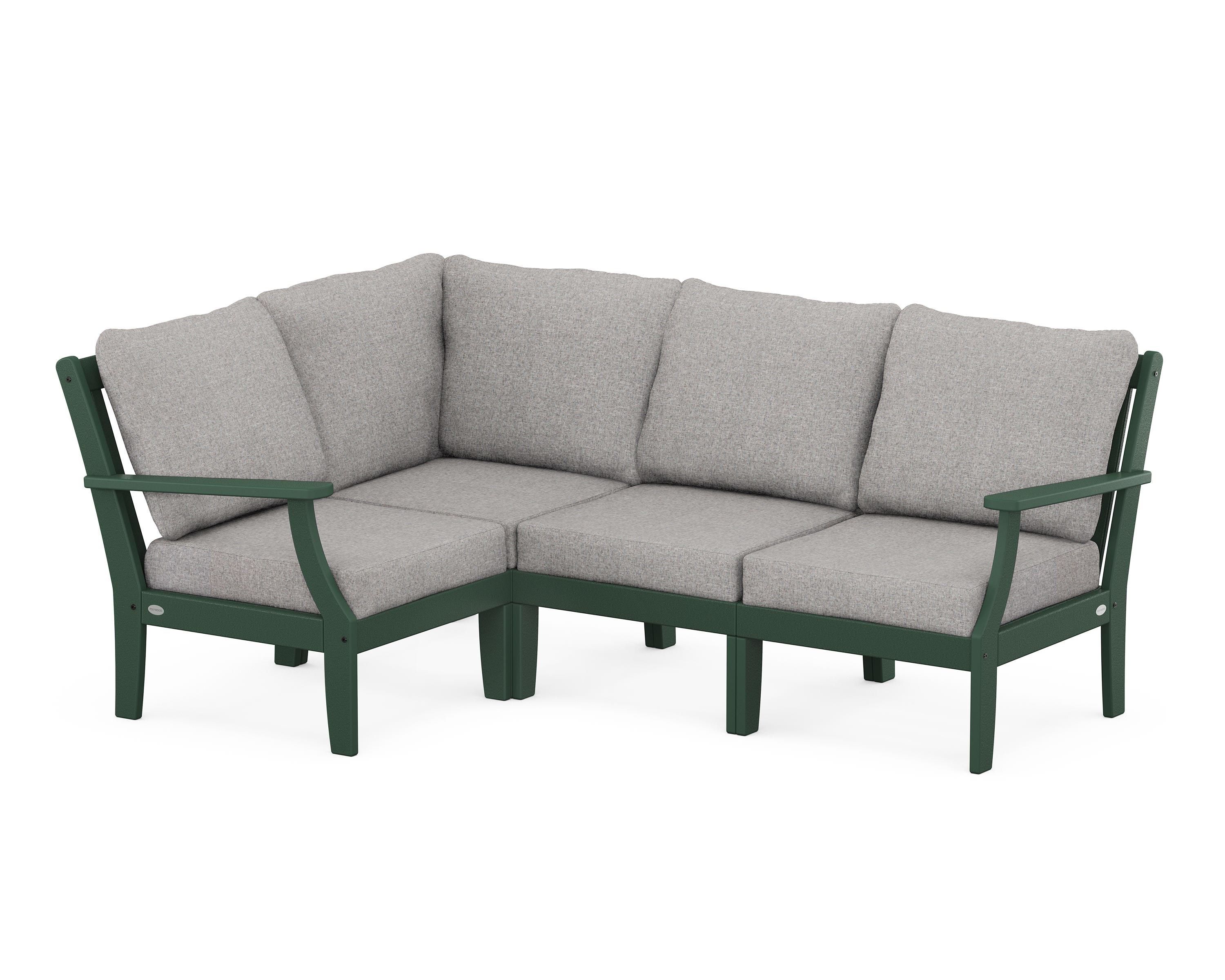 POLYWOOD® Braxton Modular 4-Piece Deep Seating Set in Green / Grey Mist