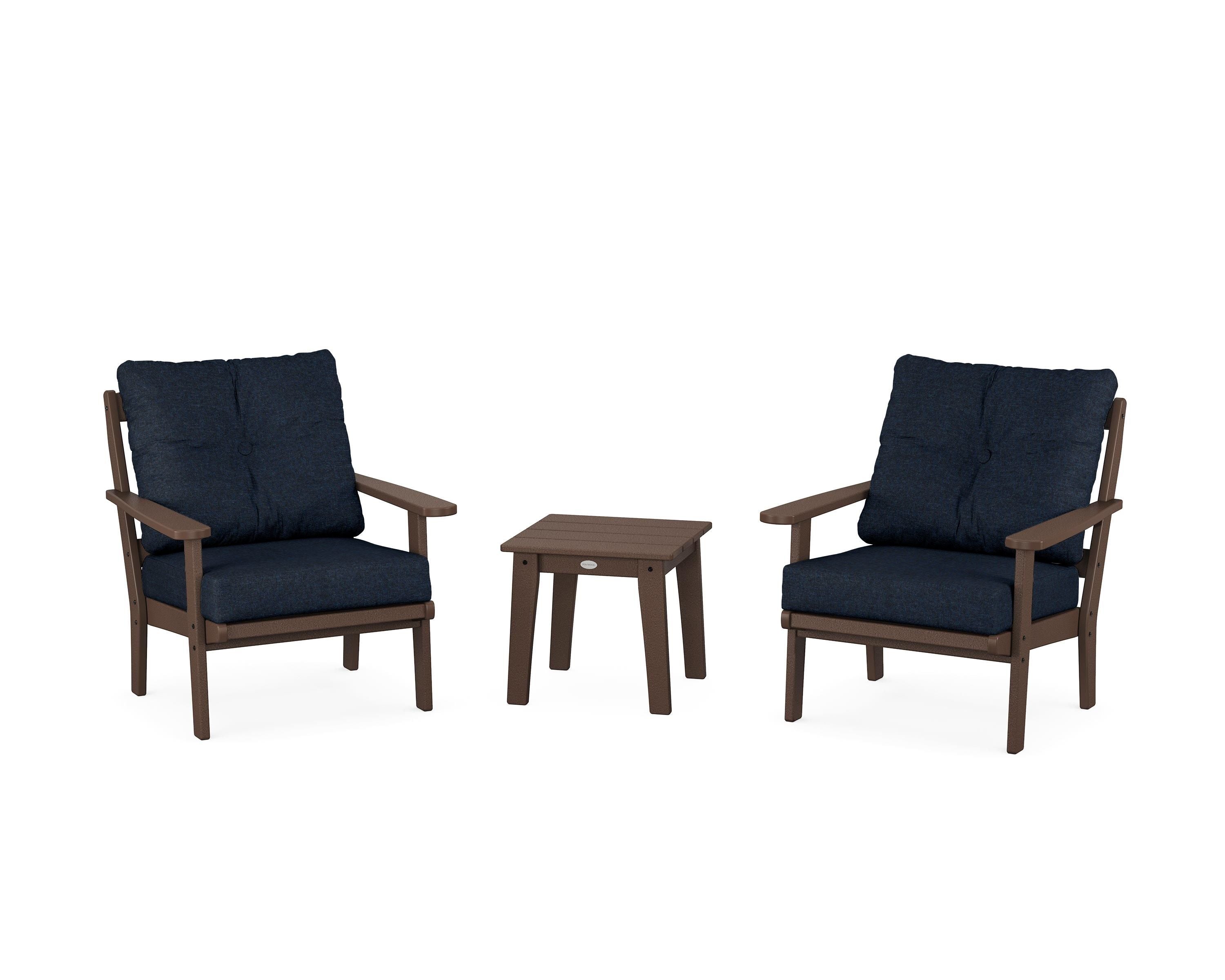 POLYWOOD® Mission 3-Piece Deep Seating Set in Mahogany / Marine Indigo