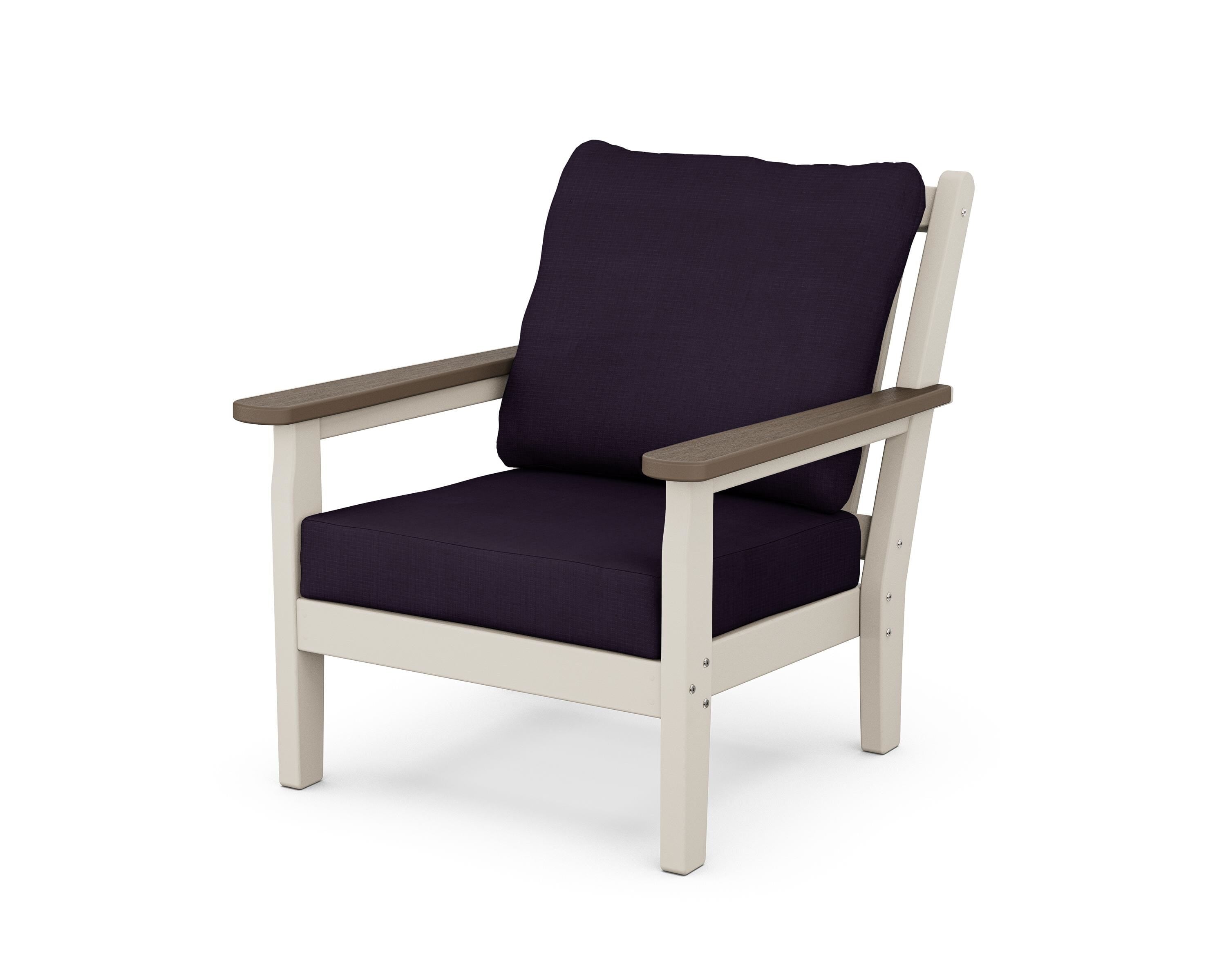POLYWOOD® Chippendale Deep Seating Chair in Sand / Kona / Navy Linen