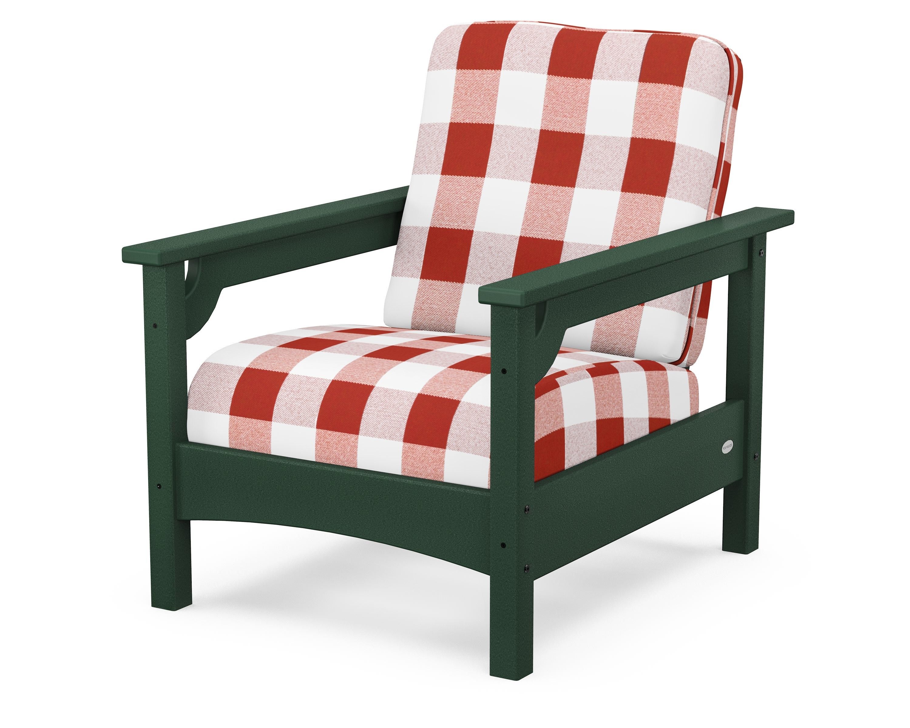 POLYWOOD® Club Chair in Green / Buffalo Plaid Crimson