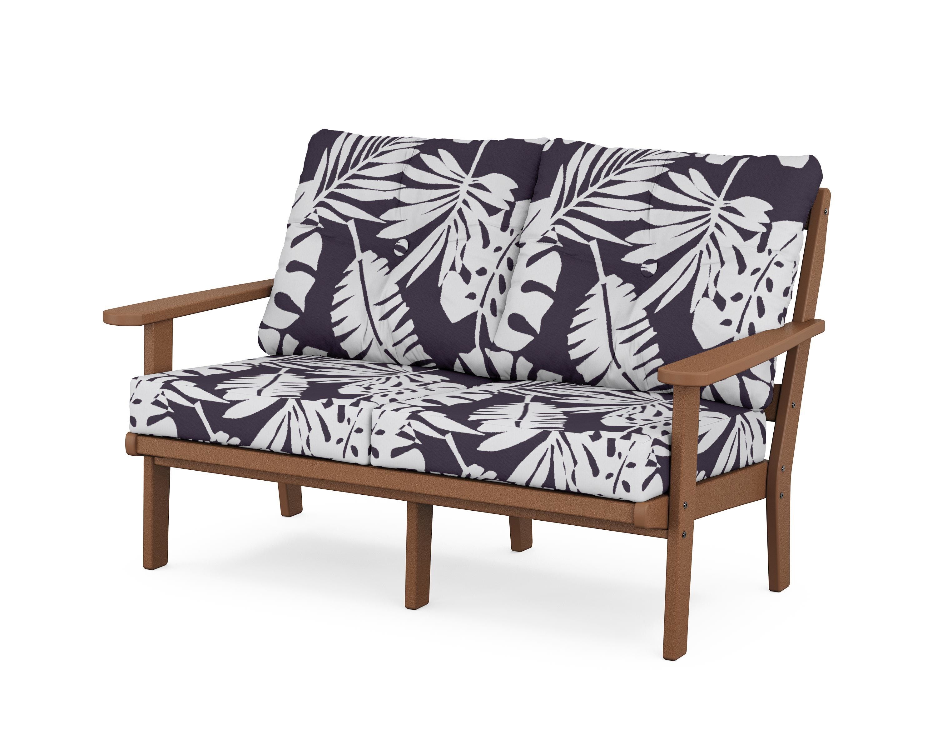 POLYWOOD® Mission Deep Seating Loveseat in Teak / Leaf Navy