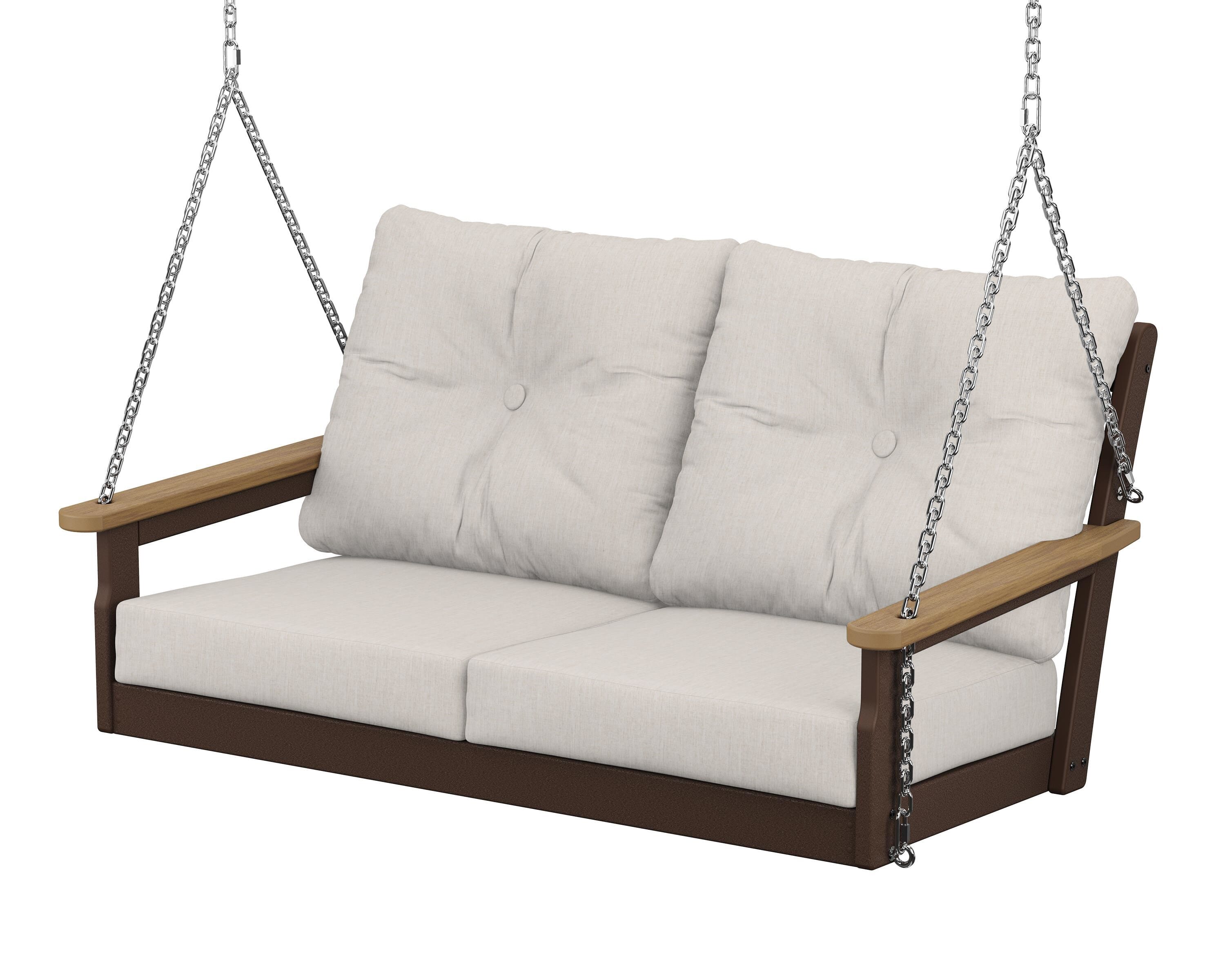 POLYWOOD® Vineyard Deep Seating Swing in Mahogany / Natural / Cast Ash
