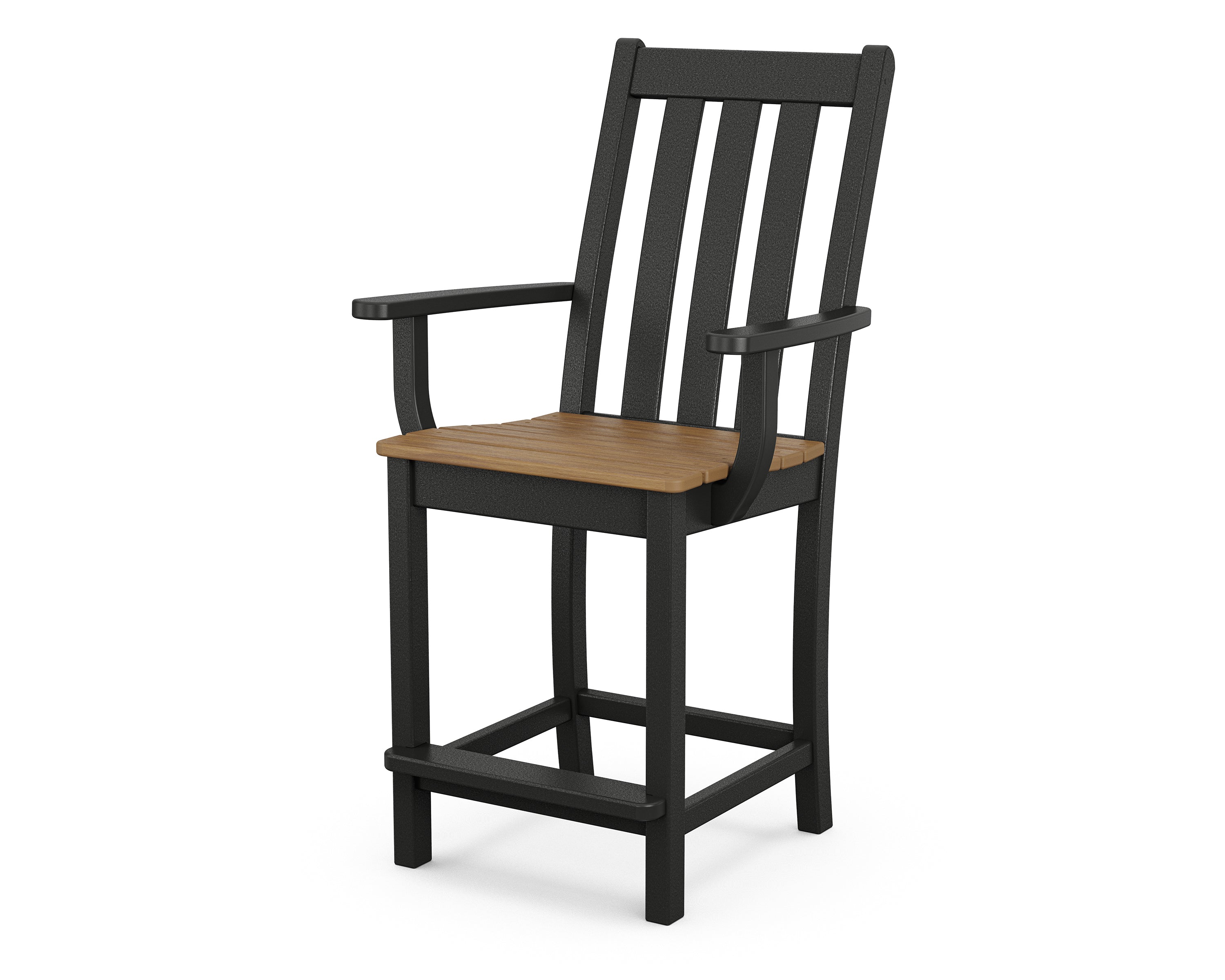 POLYWOOD® Vineyard Counter Arm Chair in Black / Natural
