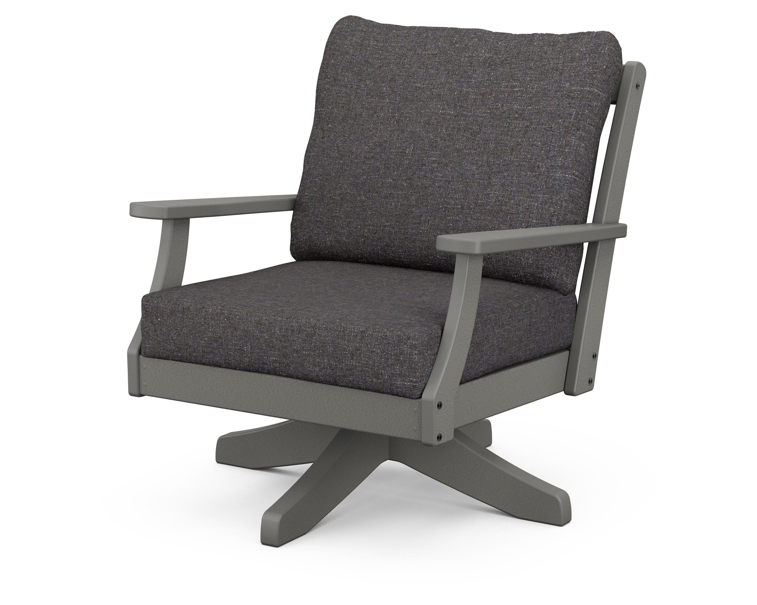 POLYWOOD® Braxton Deep Seating Swivel Chair in Slate Grey / Ash Charcoal