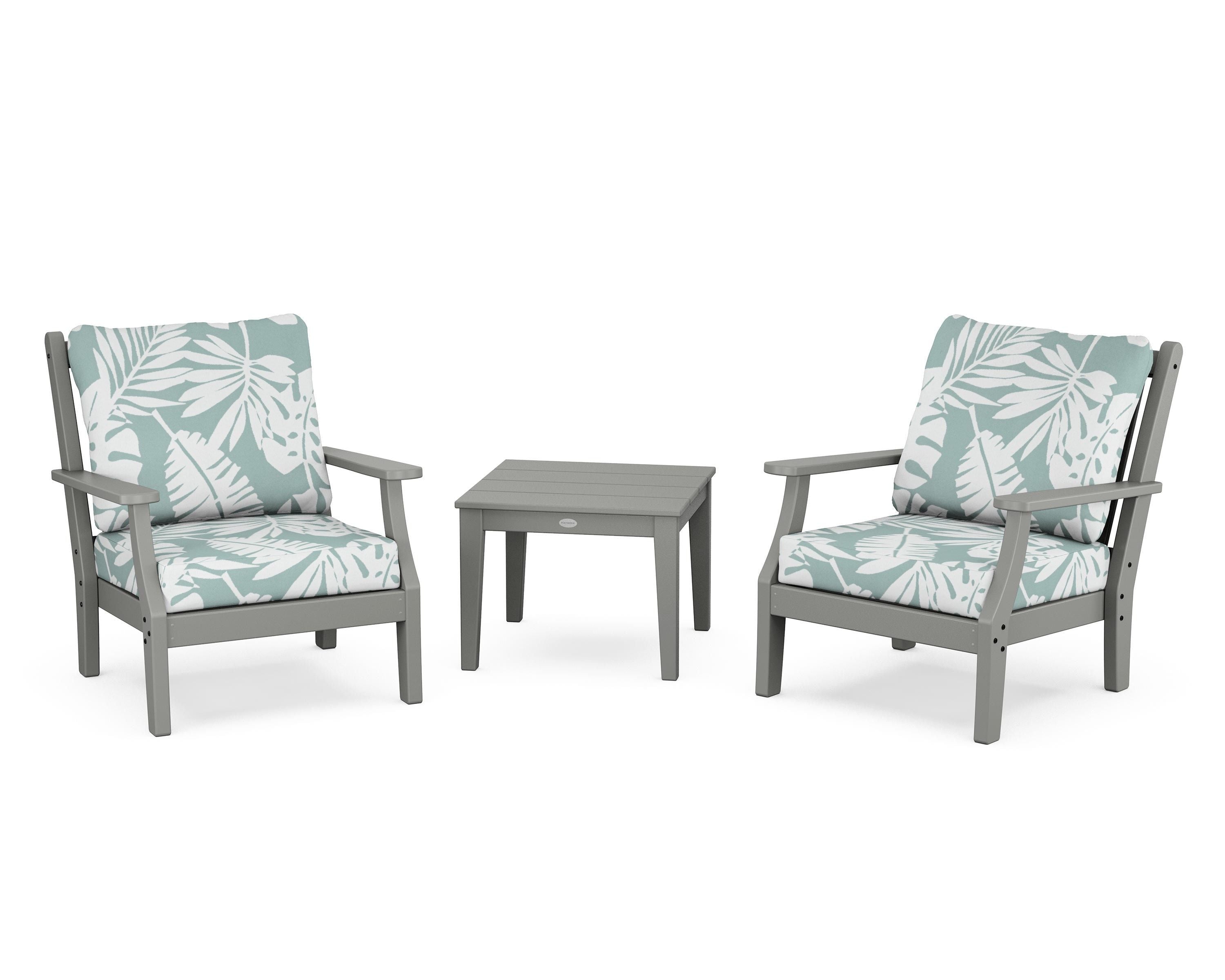 Country Living Wovendale 3-Piece Deep Seating Set in Slate Grey / Leaf Glacier Spa
