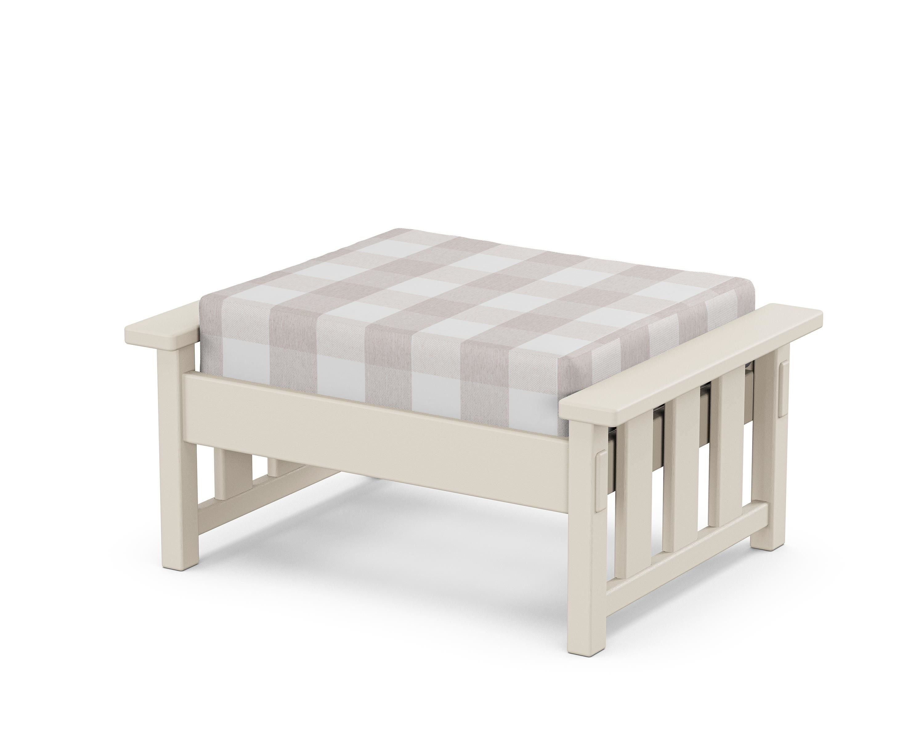 Martha Stewart by POLYWOOD® Acadia Deep Seating Ottoman in Sand / Buffalo Plaid Dune Burlap