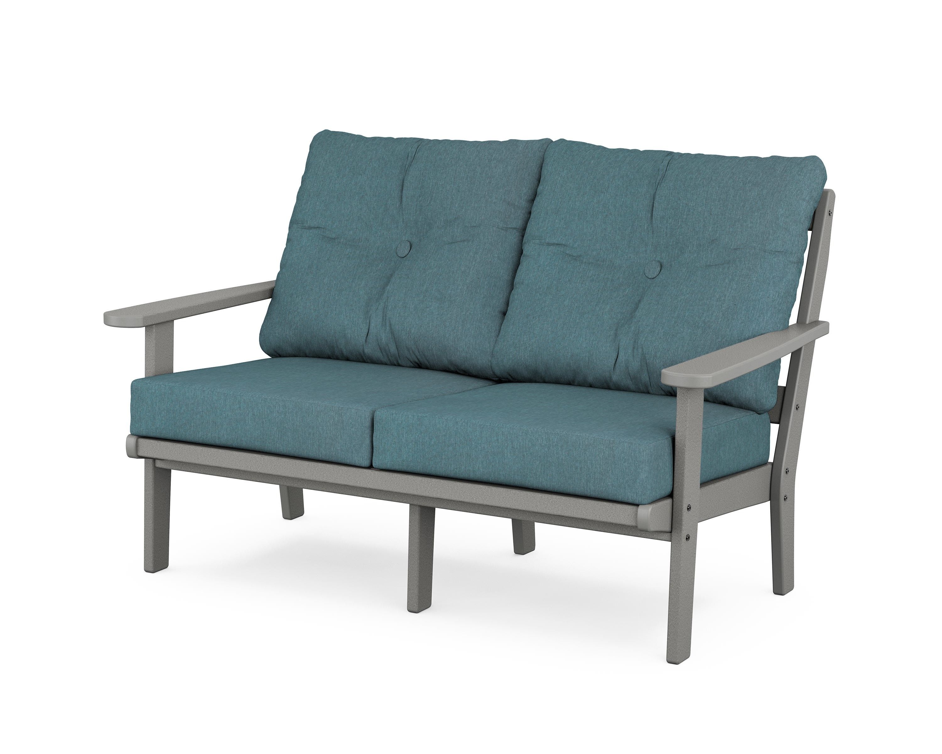 POLYWOOD® Mission Deep Seating Loveseat in Slate Grey / Ocean Teal
