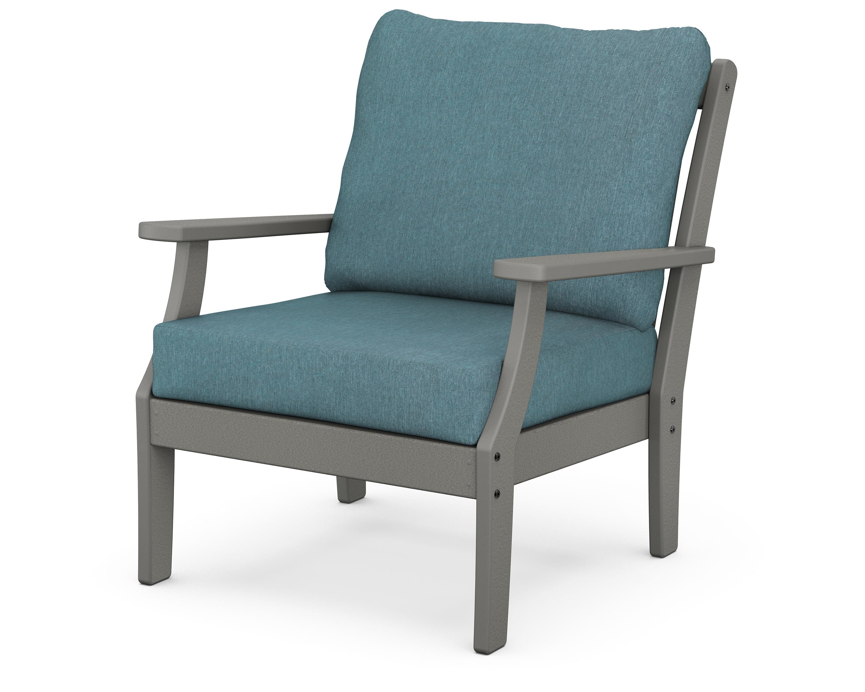 POLYWOOD® Braxton Deep Seating Chair in Slate Grey / Ocean Teal