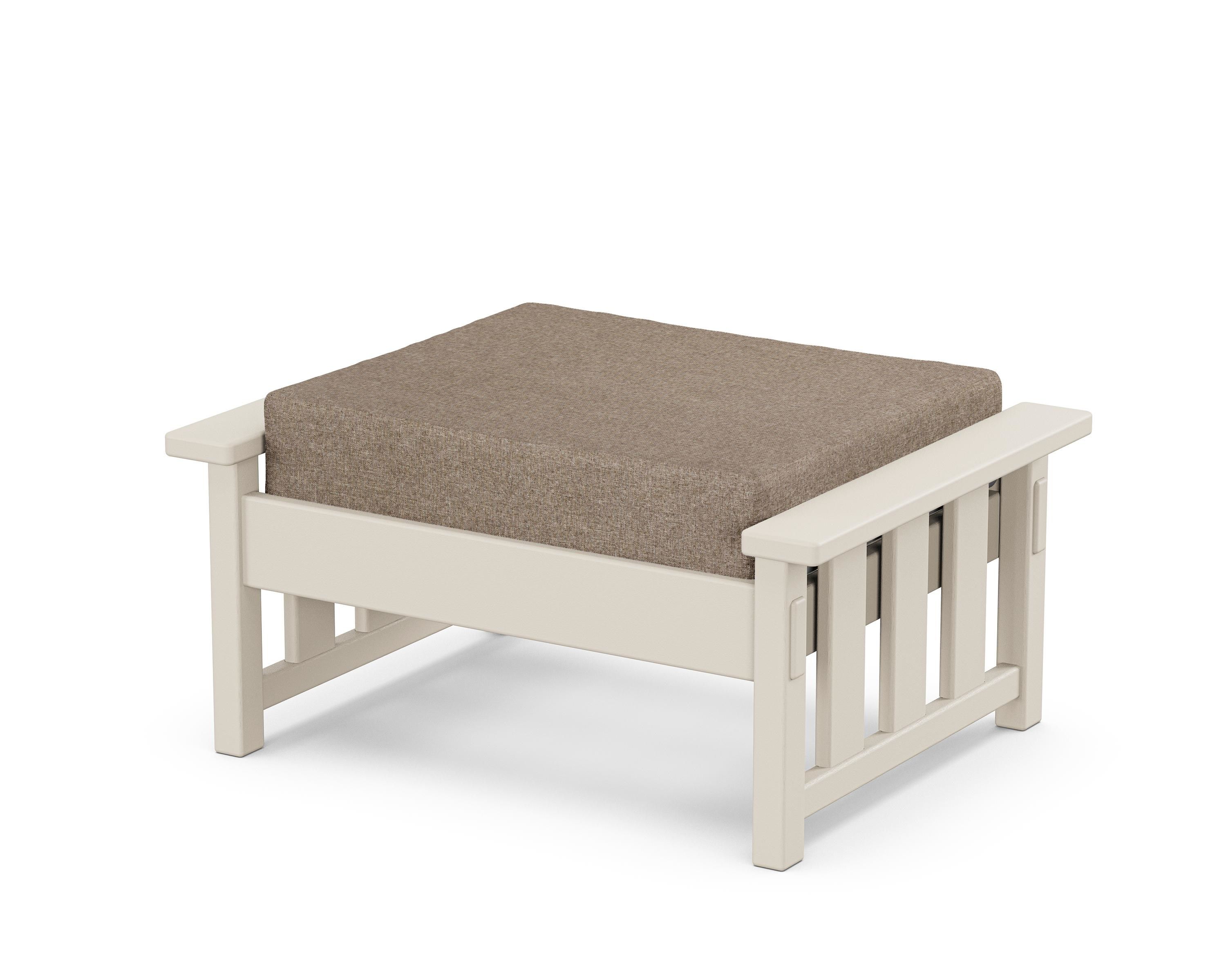 Martha Stewart by POLYWOOD® Acadia Deep Seating Ottoman in Sand / Spiced Burlap