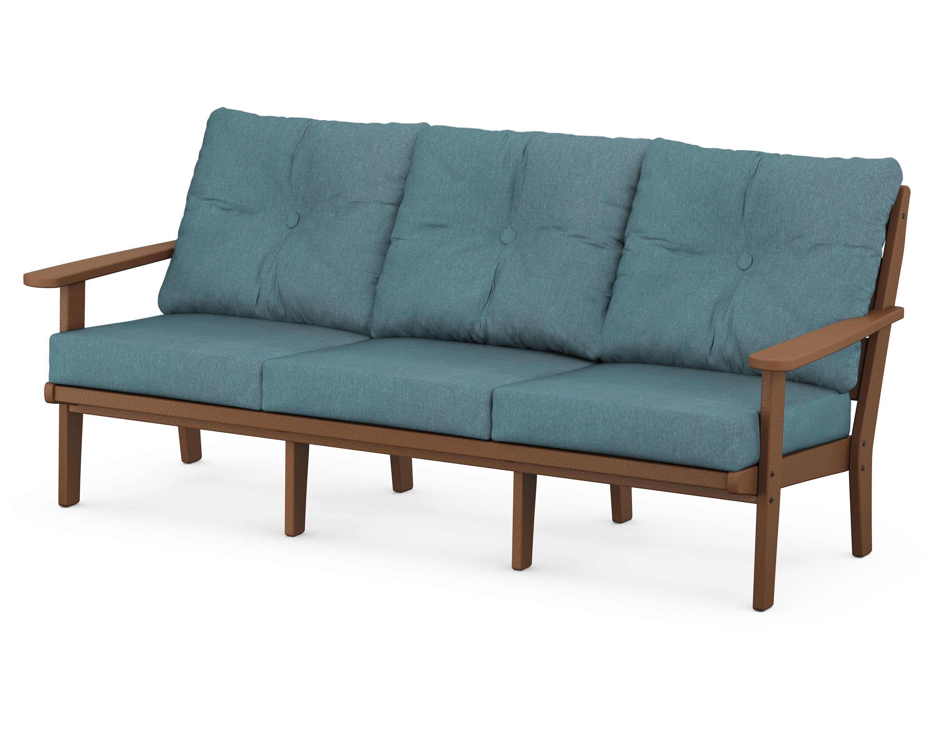 POLYWOOD® Lakeside Deep Seating Sofa in Teak / Ocean Teal
