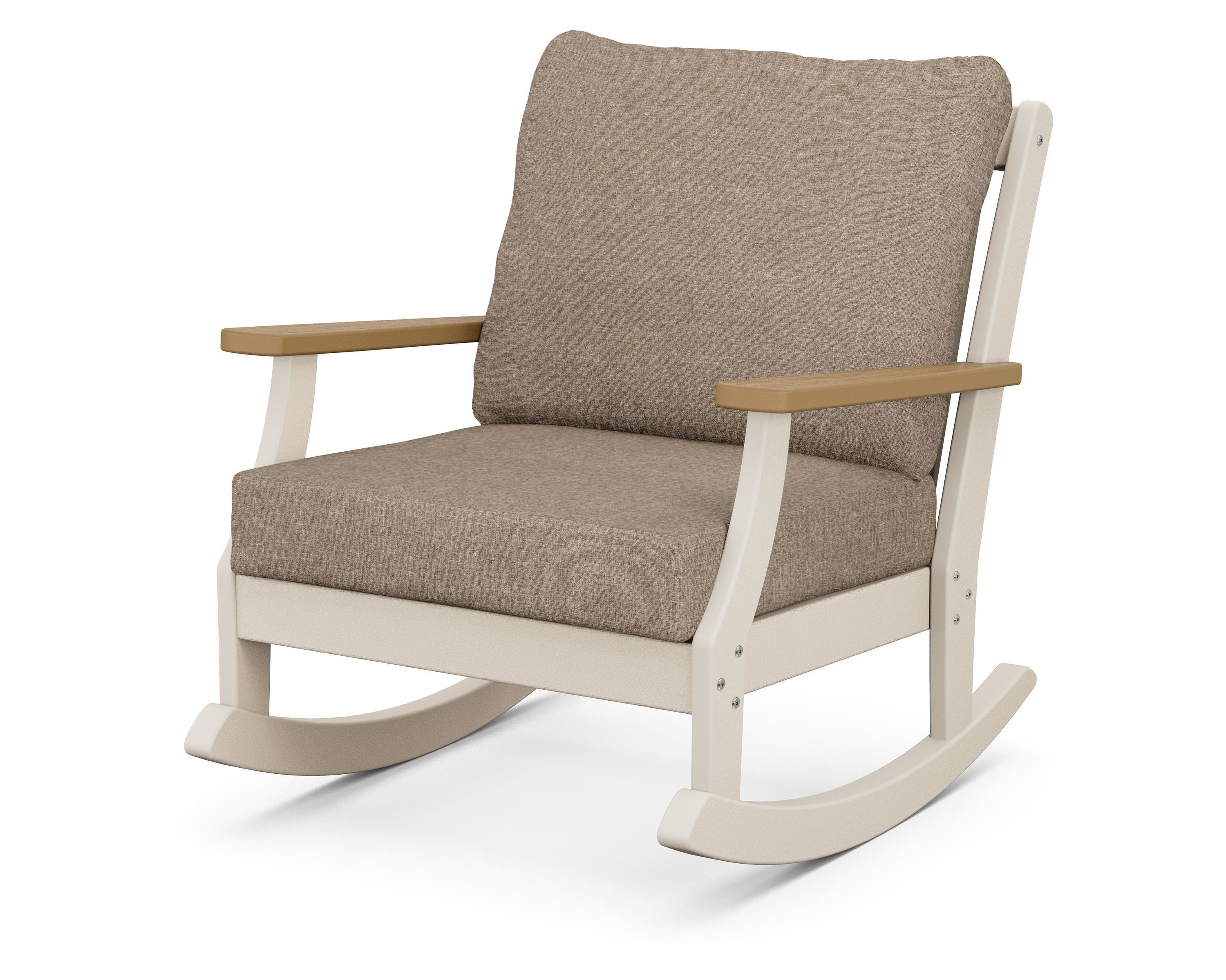 POLYWOOD® Braxton Deep Seating Rocking Chair in Sand / Natural / Spiced Burlap