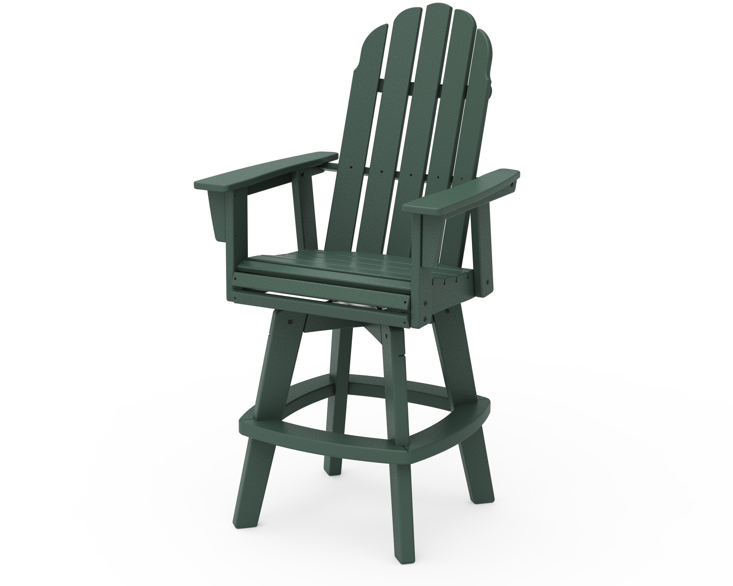 POLYWOOD® Vineyard Curveback Adirondack Swivel Bar Chair in Green