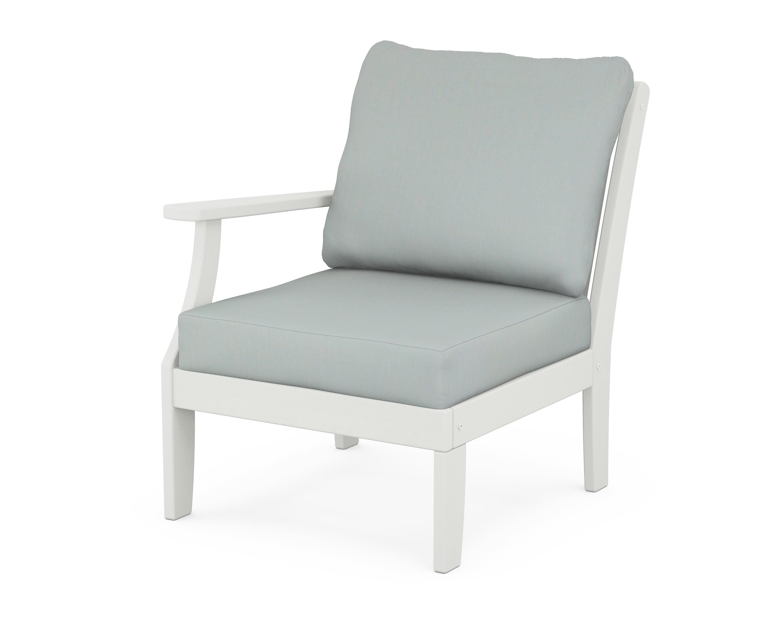 POLYWOOD® Braxton Modular Left Arm Chair in Vintage White / Spa
