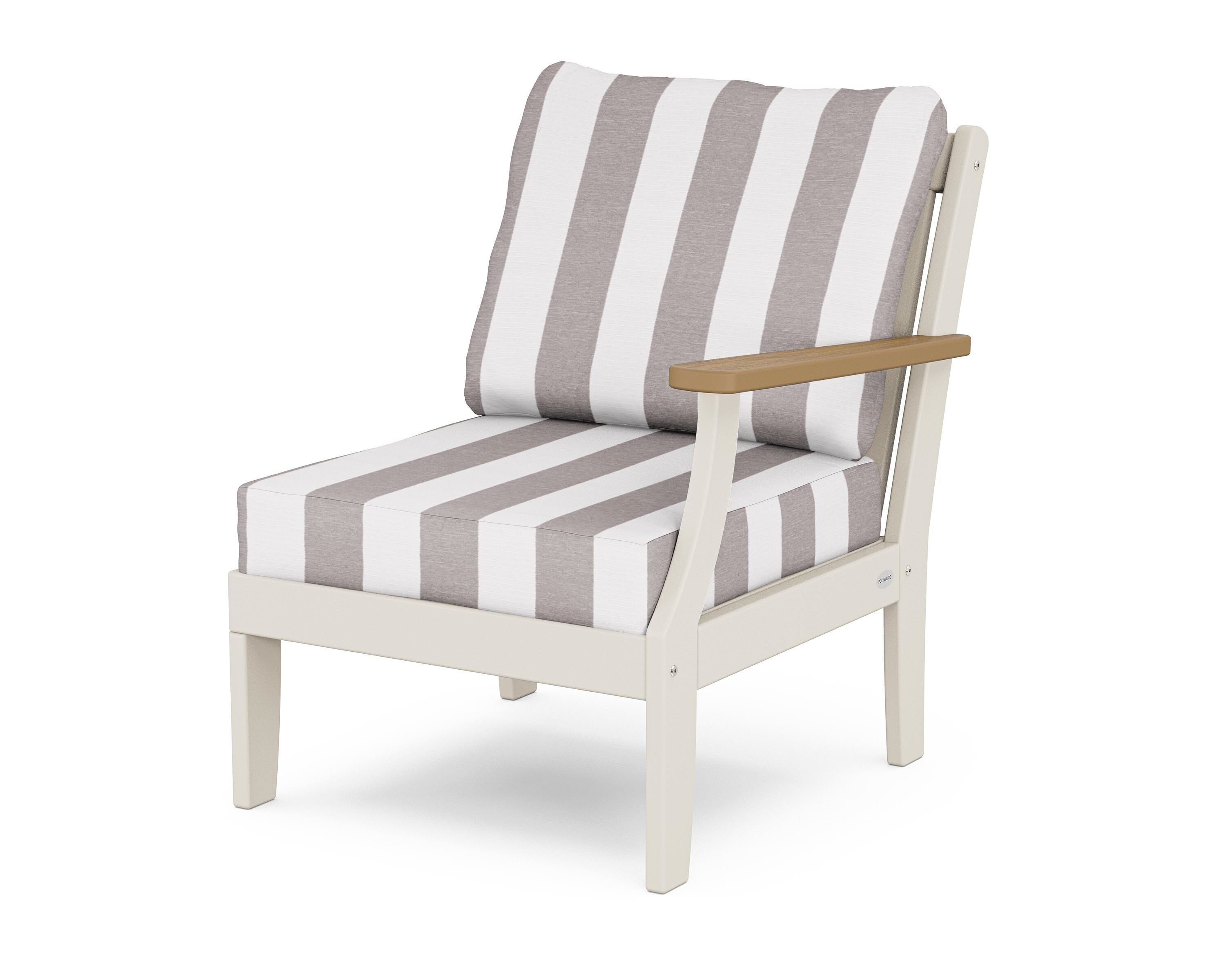 POLYWOOD® Braxton Modular Right Arm Chair in Sand / Natural / Cabana Stripe Grey Mist