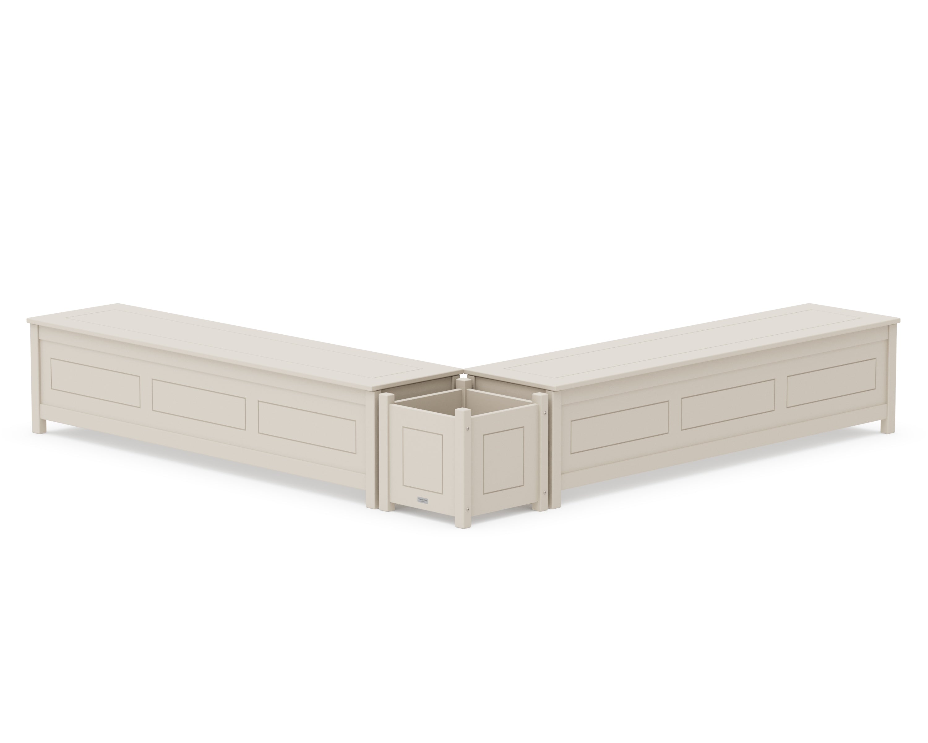 Country Living 72" Country Living L- Shaped Planter Storage Bench Set in Sand