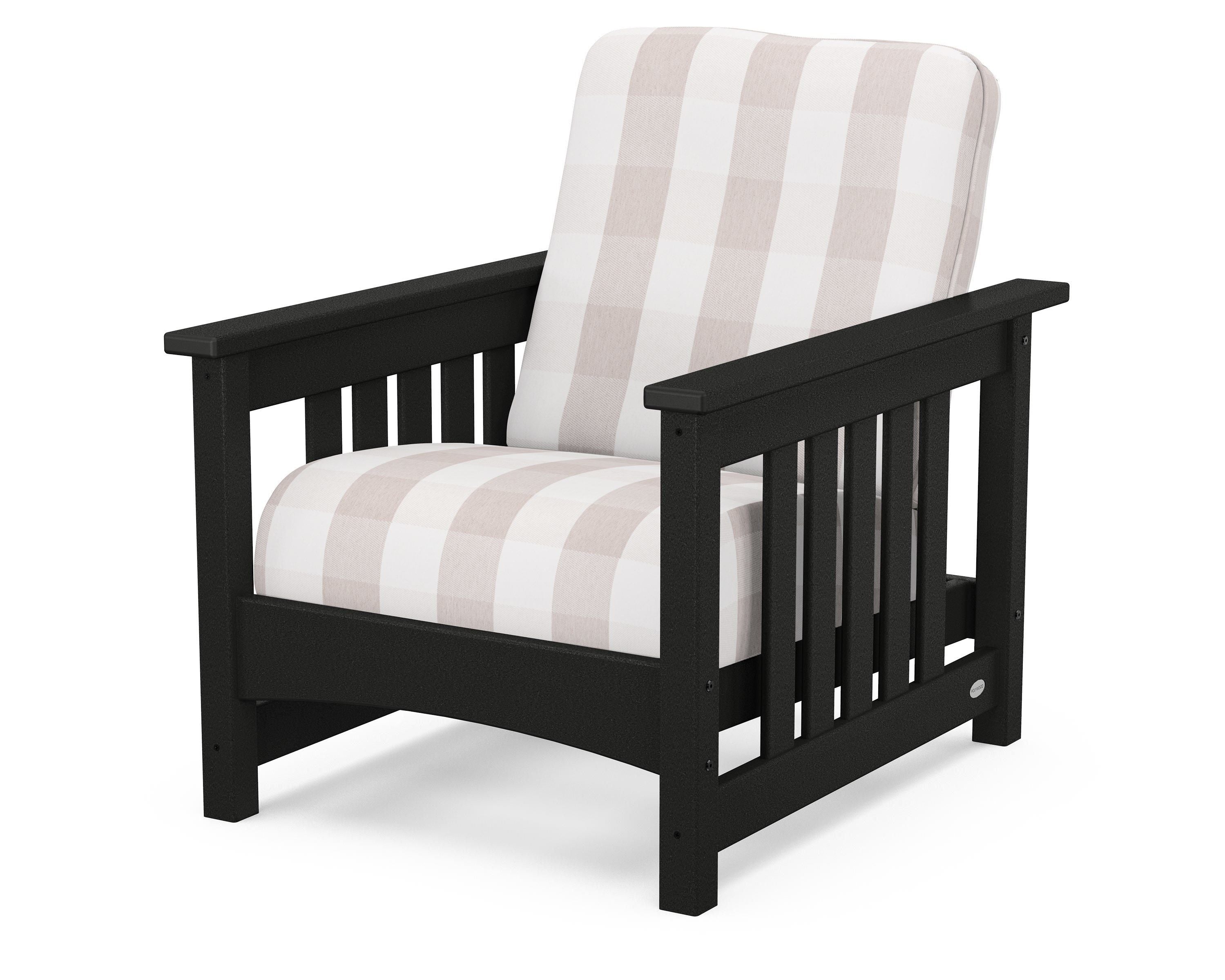 POLYWOOD® Club Mission Chair in Black / Buffalo Plaid Dune Burlap
