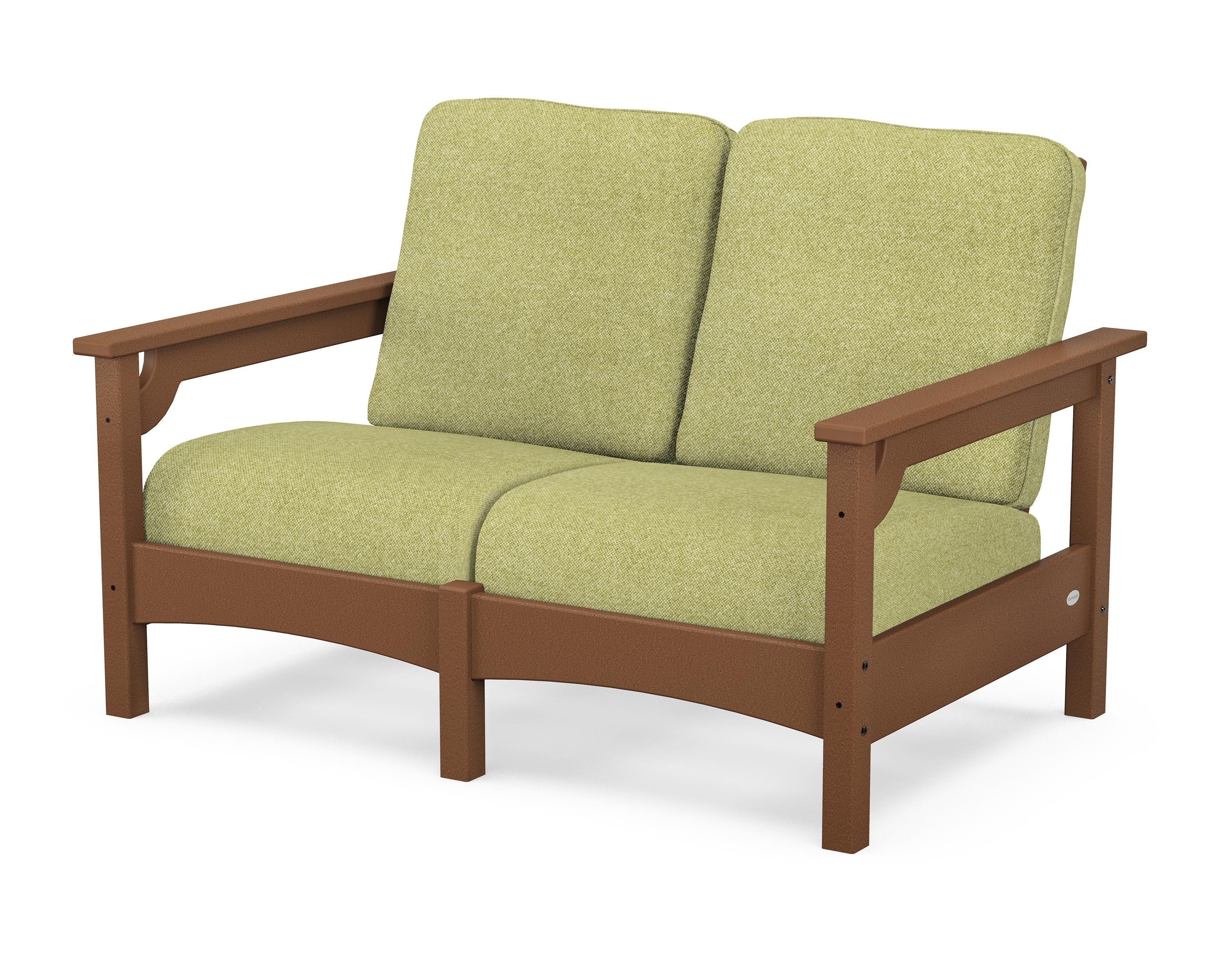 POLYWOOD® Club Loveseat in Teak / Chartreuse Boucle