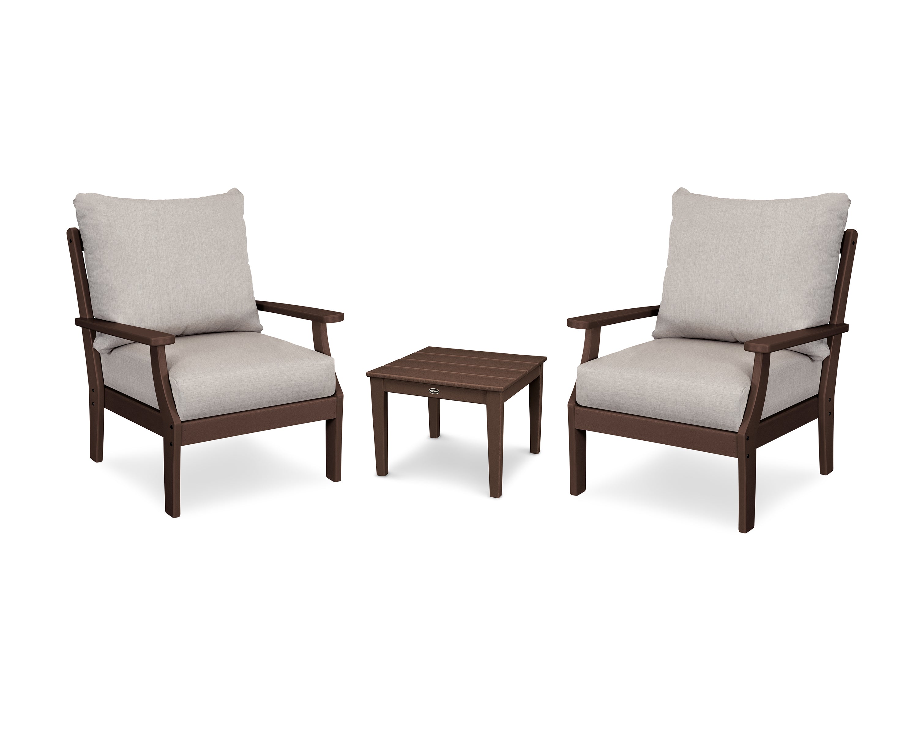 POLYWOOD® Braxton 3-Piece Deep Seating Set in Mahogany / Cast Ash