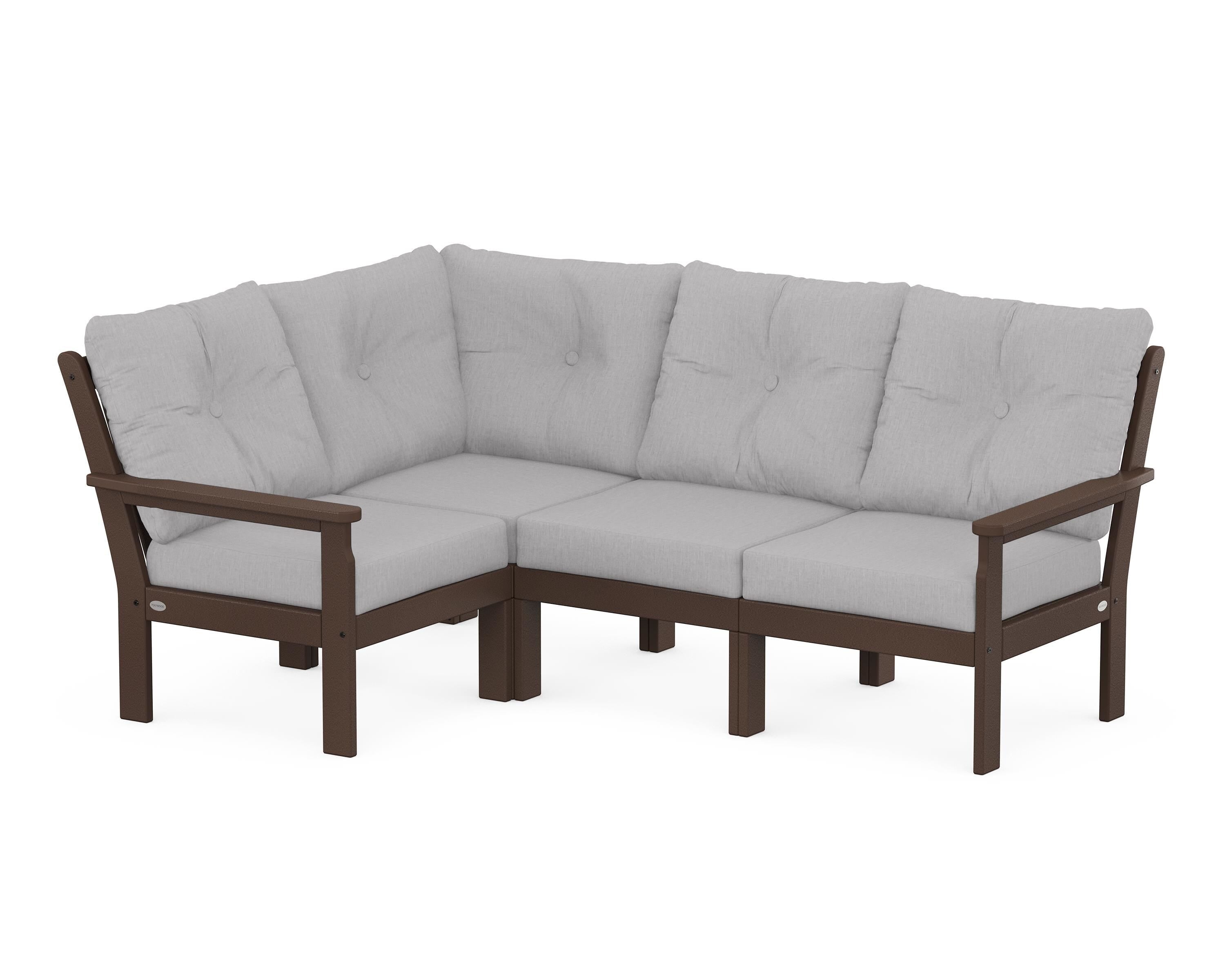 POLYWOOD® Vineyard 4-Piece Sectional in Mahogany / Granite