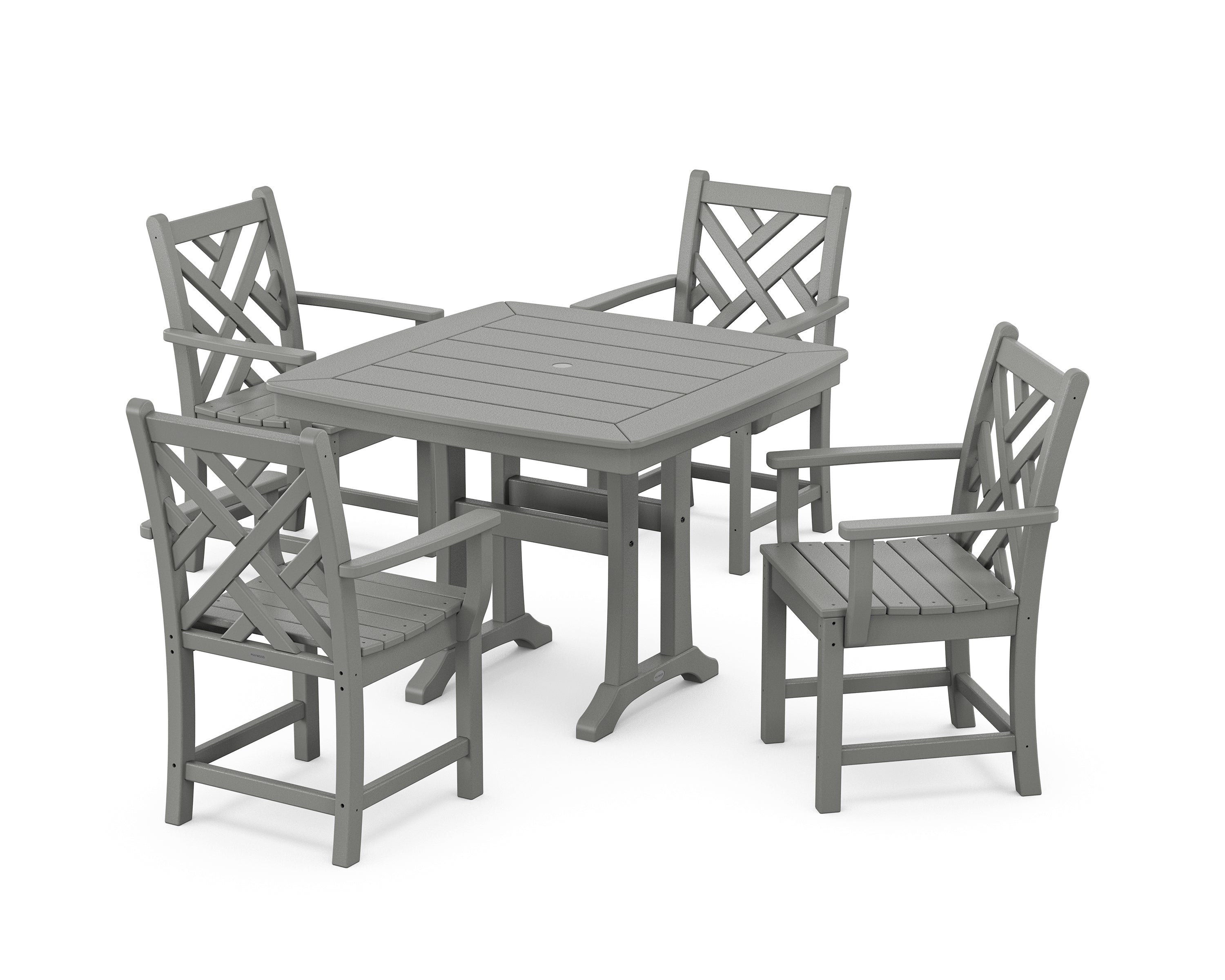 POLYWOOD® Chippendale 5-Piece Dining Set with Trestle Legs in Slate Grey
