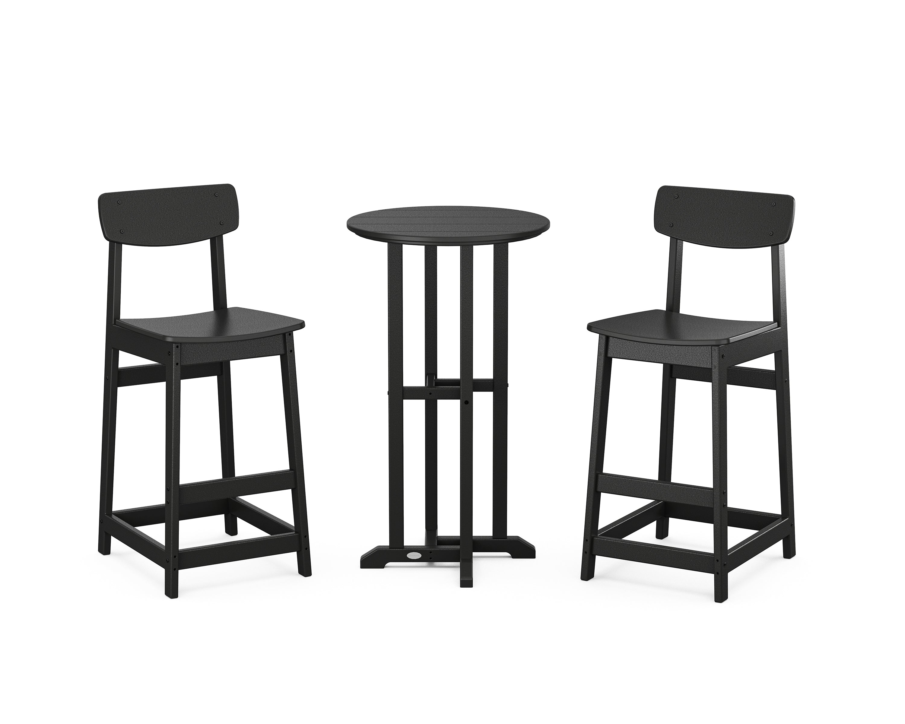 POLYWOOD® Modern Studio Urban Bar Chair 3-Piece Bistro Set in Black