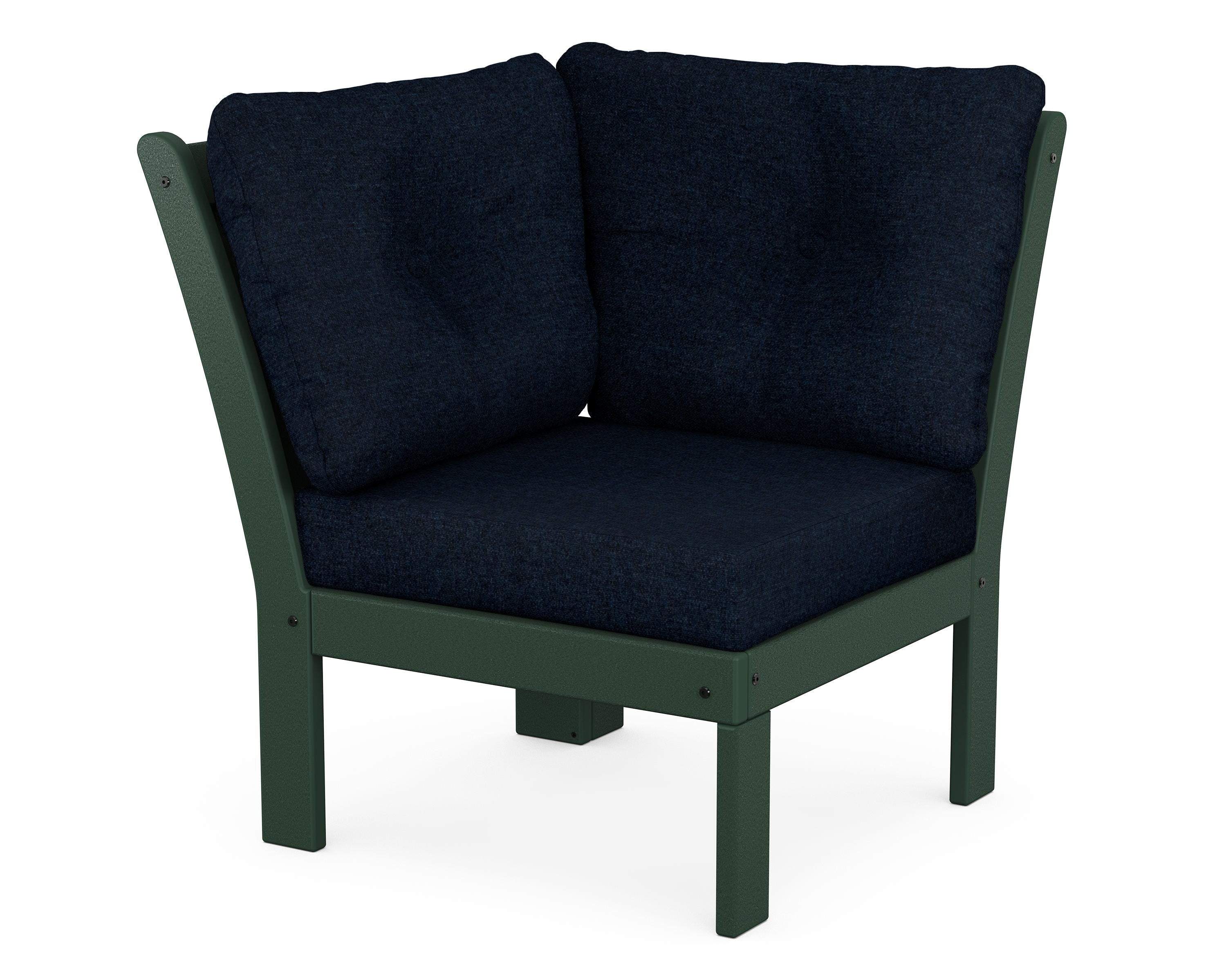 POLYWOOD® Vineyard Modular Corner Chair in Green / Marine Indigo