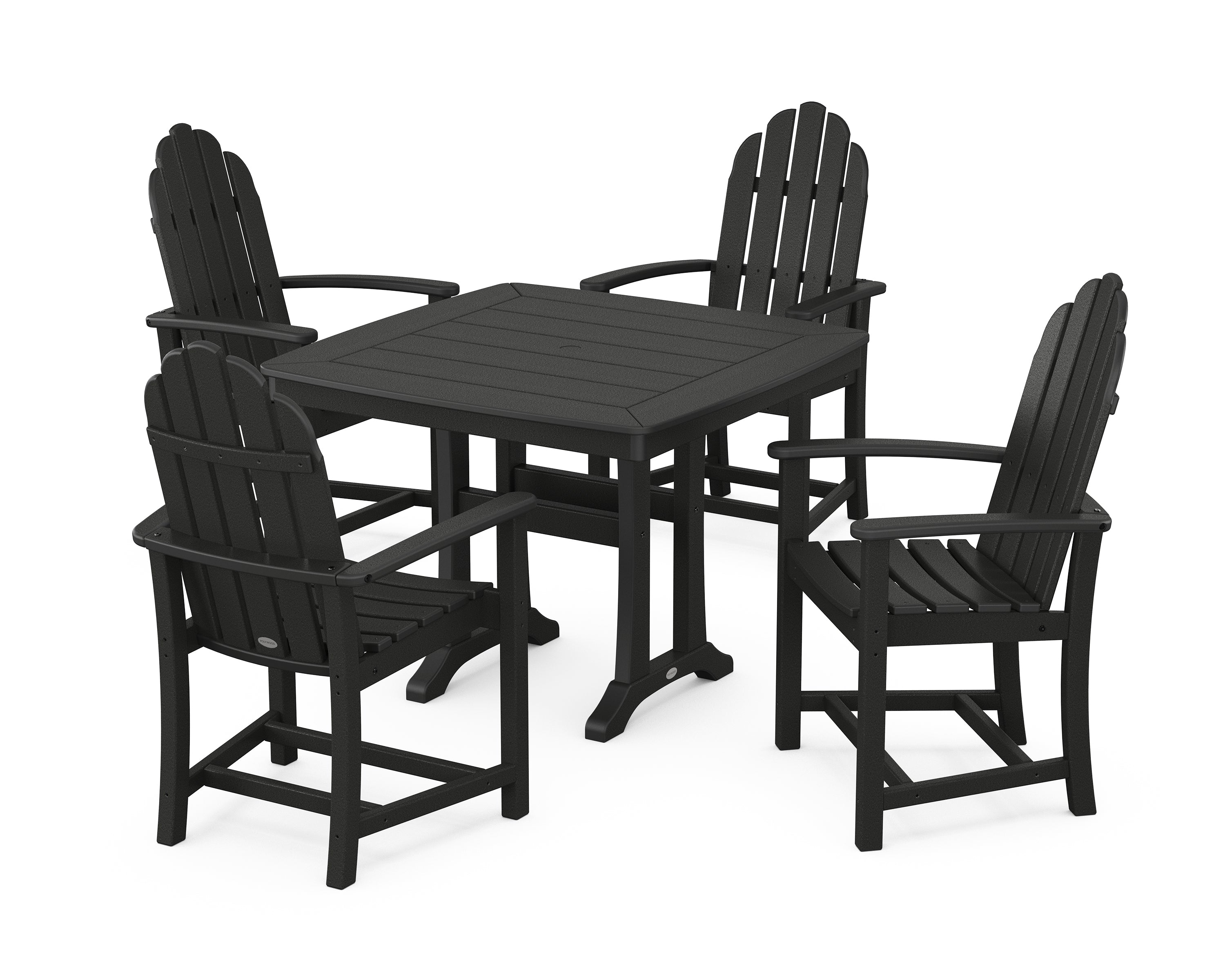 POLYWOOD® Classic Adirondack 5-Piece Dining Set with Trestle Legs in Black
