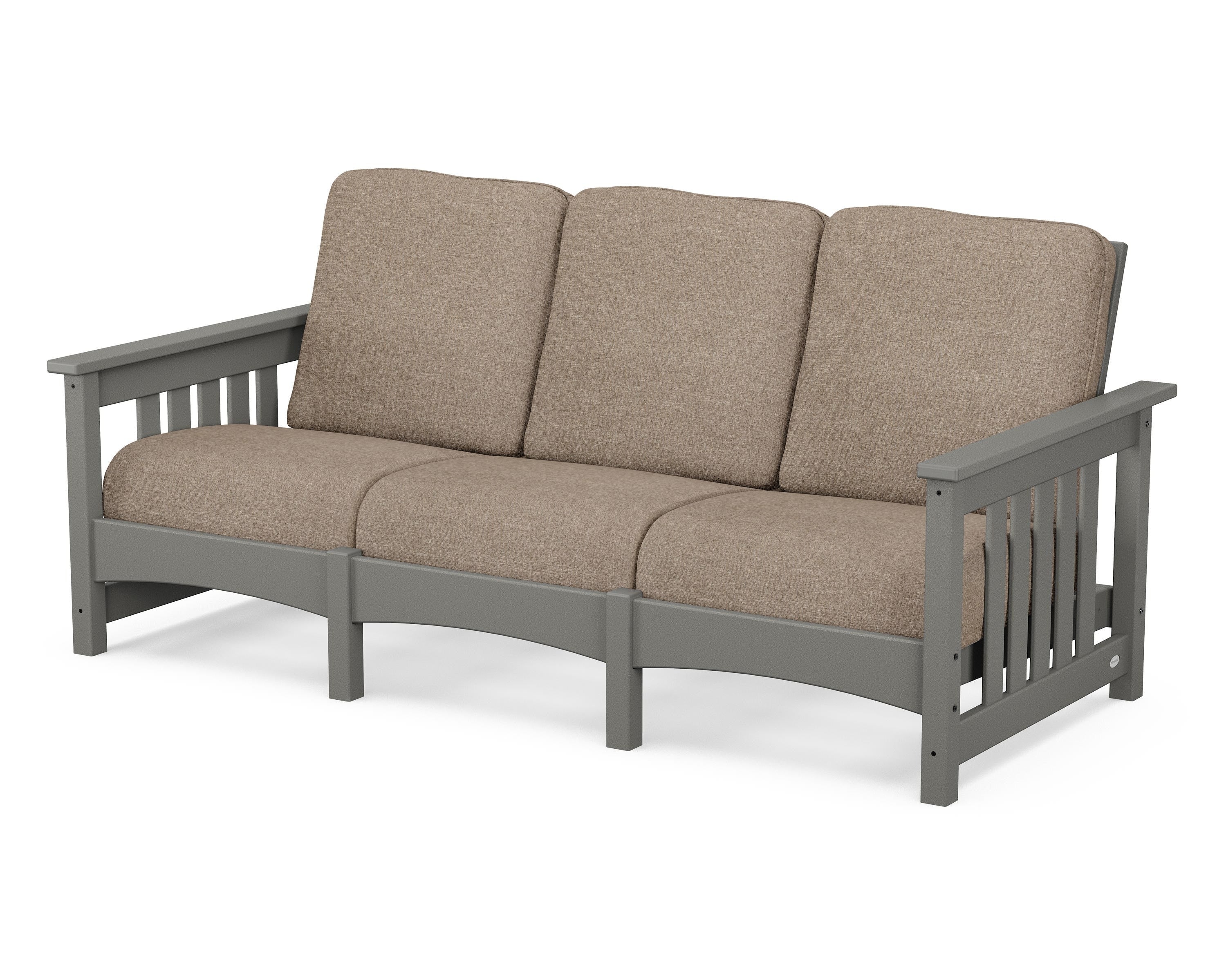 POLYWOOD® Club Mission Sofa in Slate Grey / Spiced Burlap