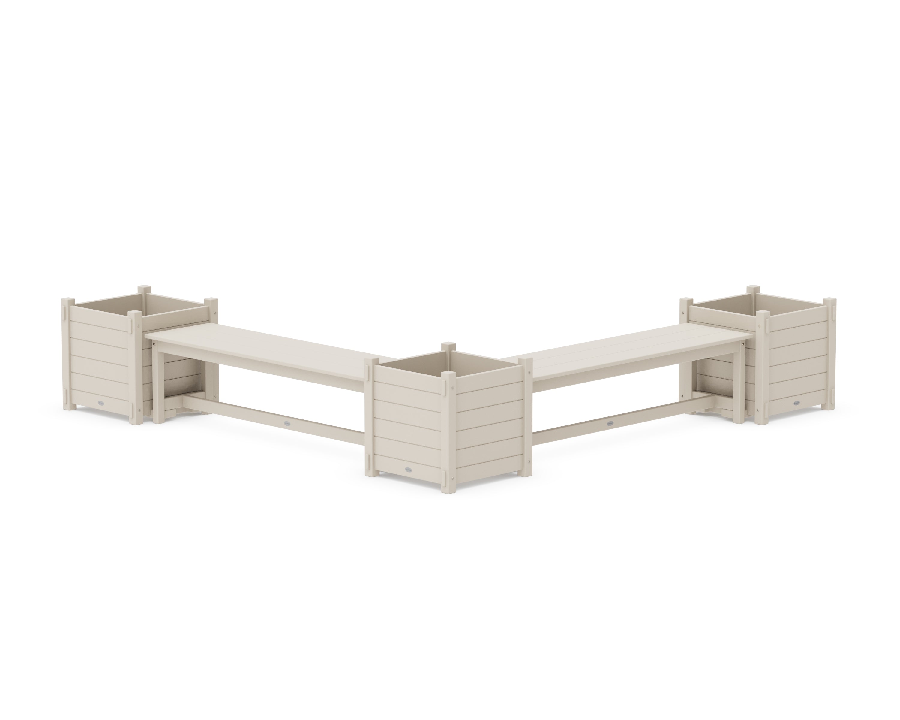 POLYWOOD® 60" Nautical L- Shaped Planter Bench Corner Set - Large in Sand