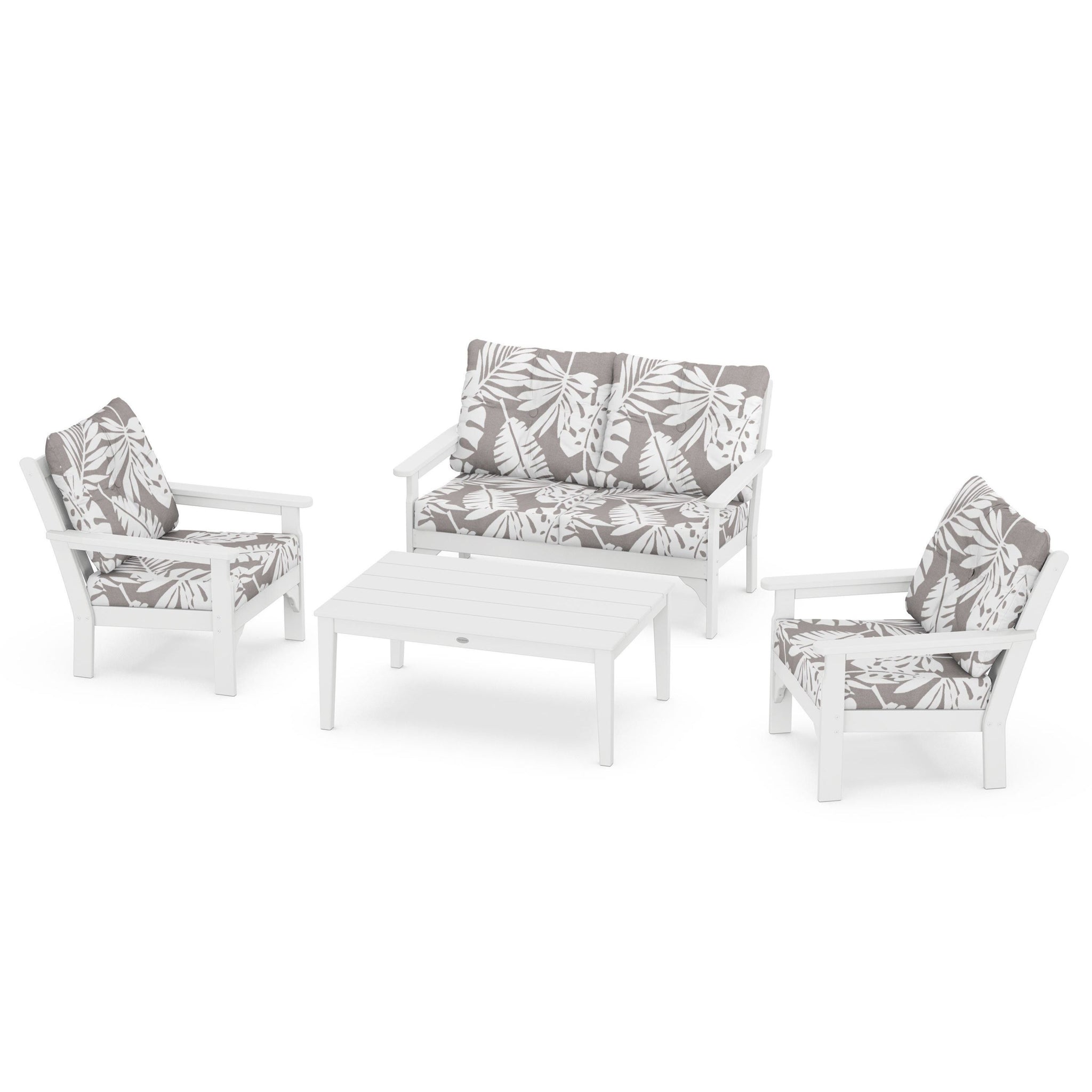Vineyard 4 Piece Deep Seating Set - White
