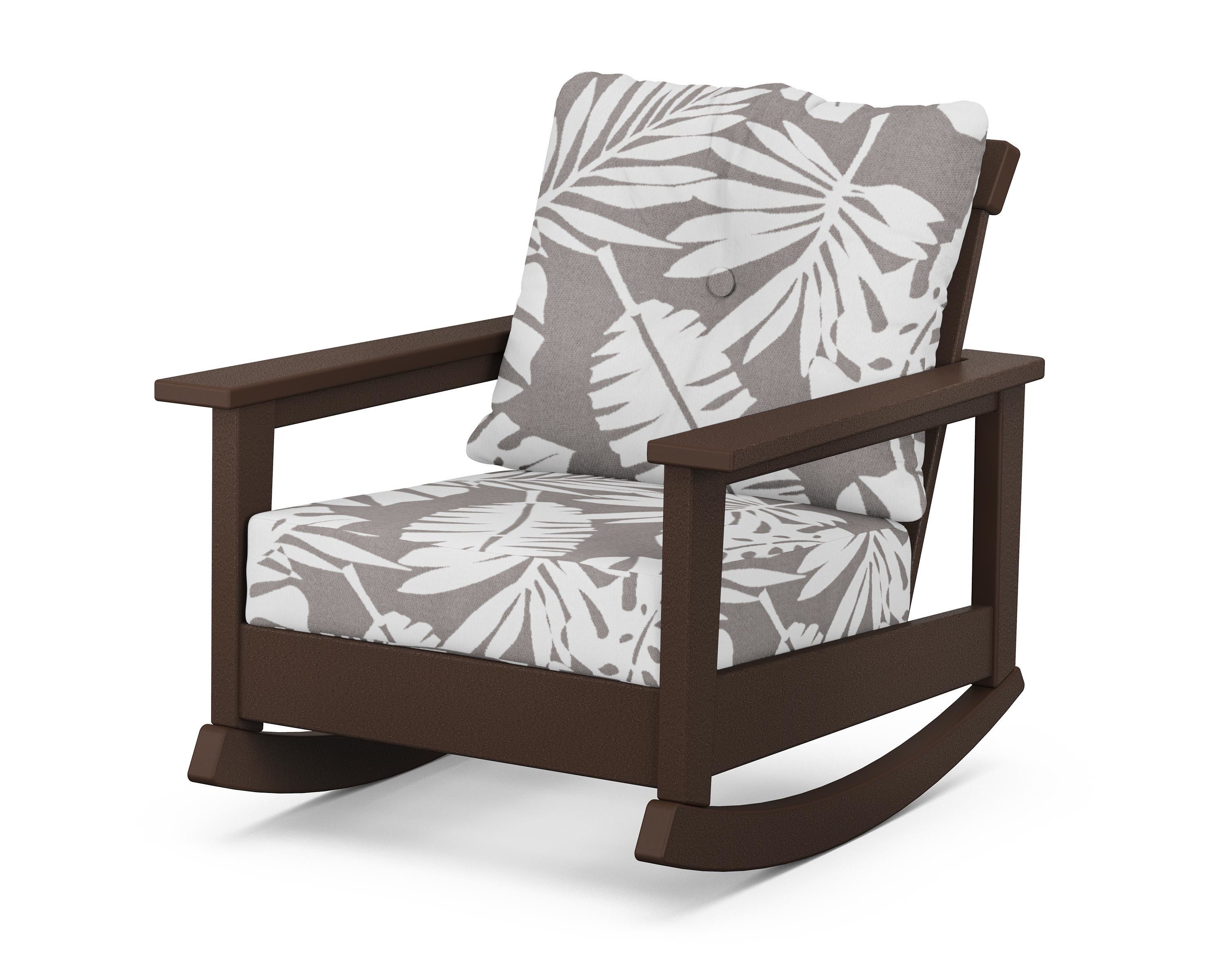 POLYWOOD® Prescott Deep Seating Rocking Chair in Mahogany / Leaf Grey Mist