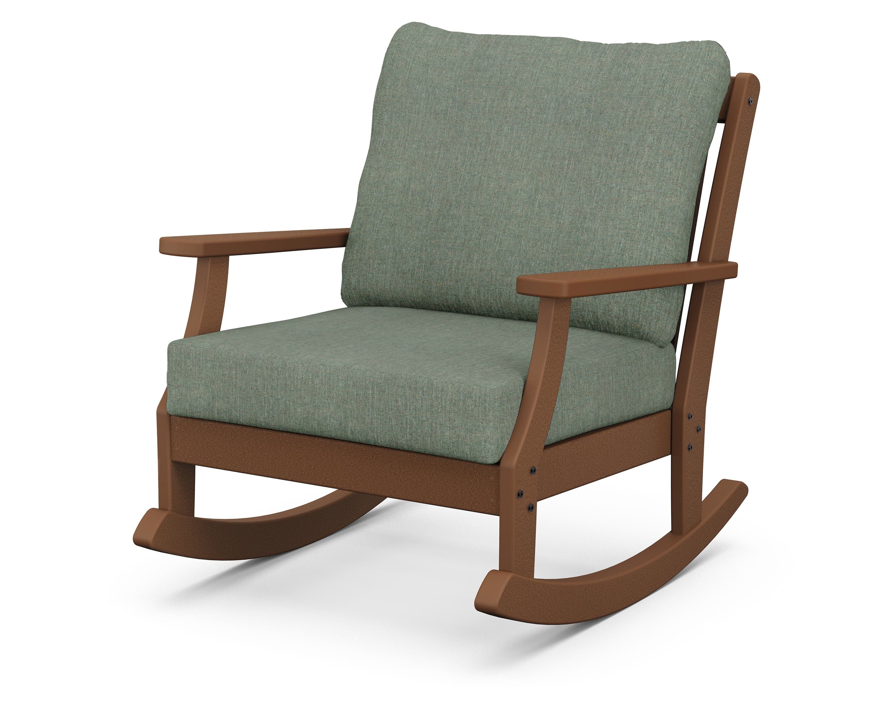 POLYWOOD® Braxton Deep Seating Rocking Chair in Teak / Cast Sage