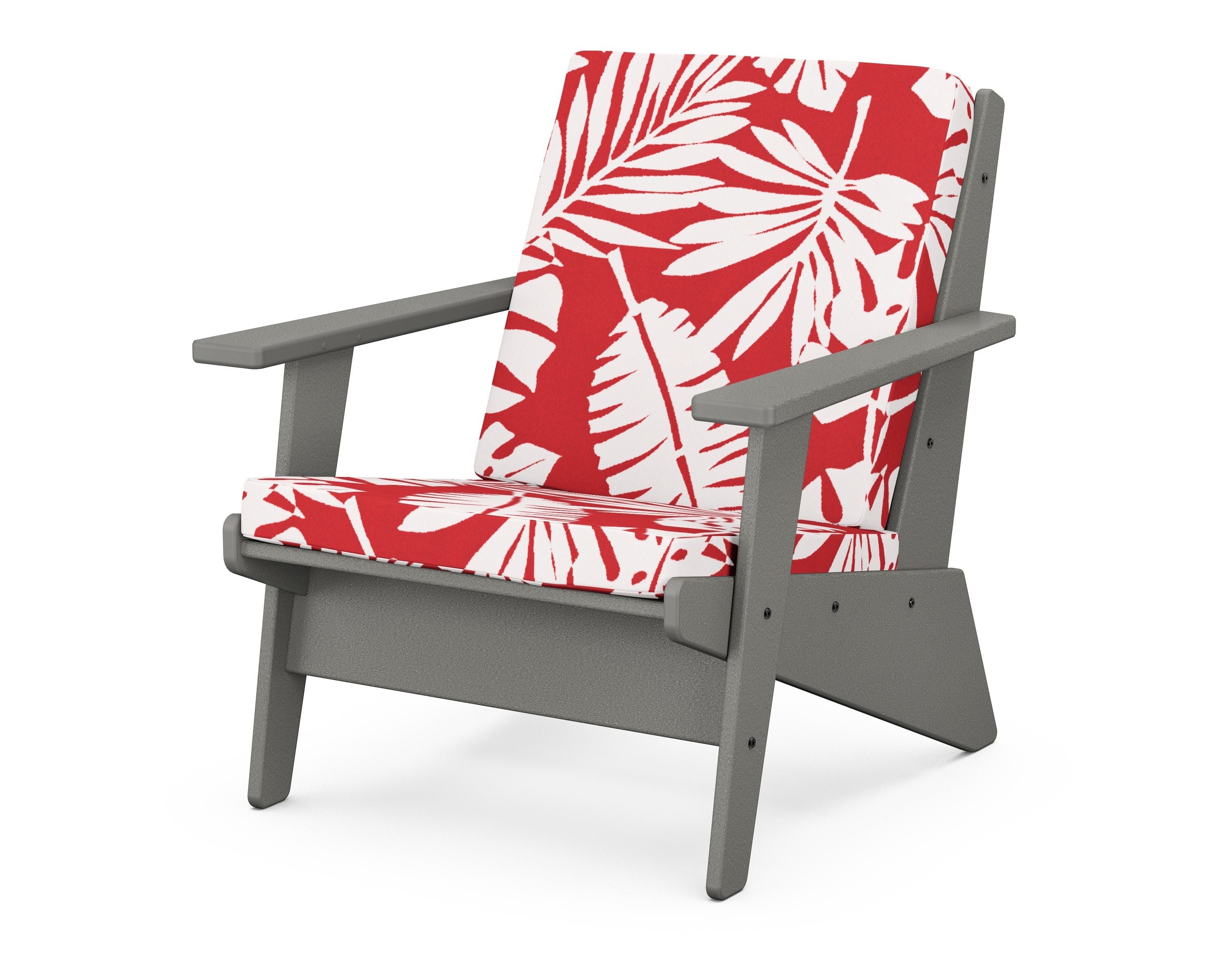 POLYWOOD® Riviera Modern Lounge Chair in Slate Grey / Leaf Crimson