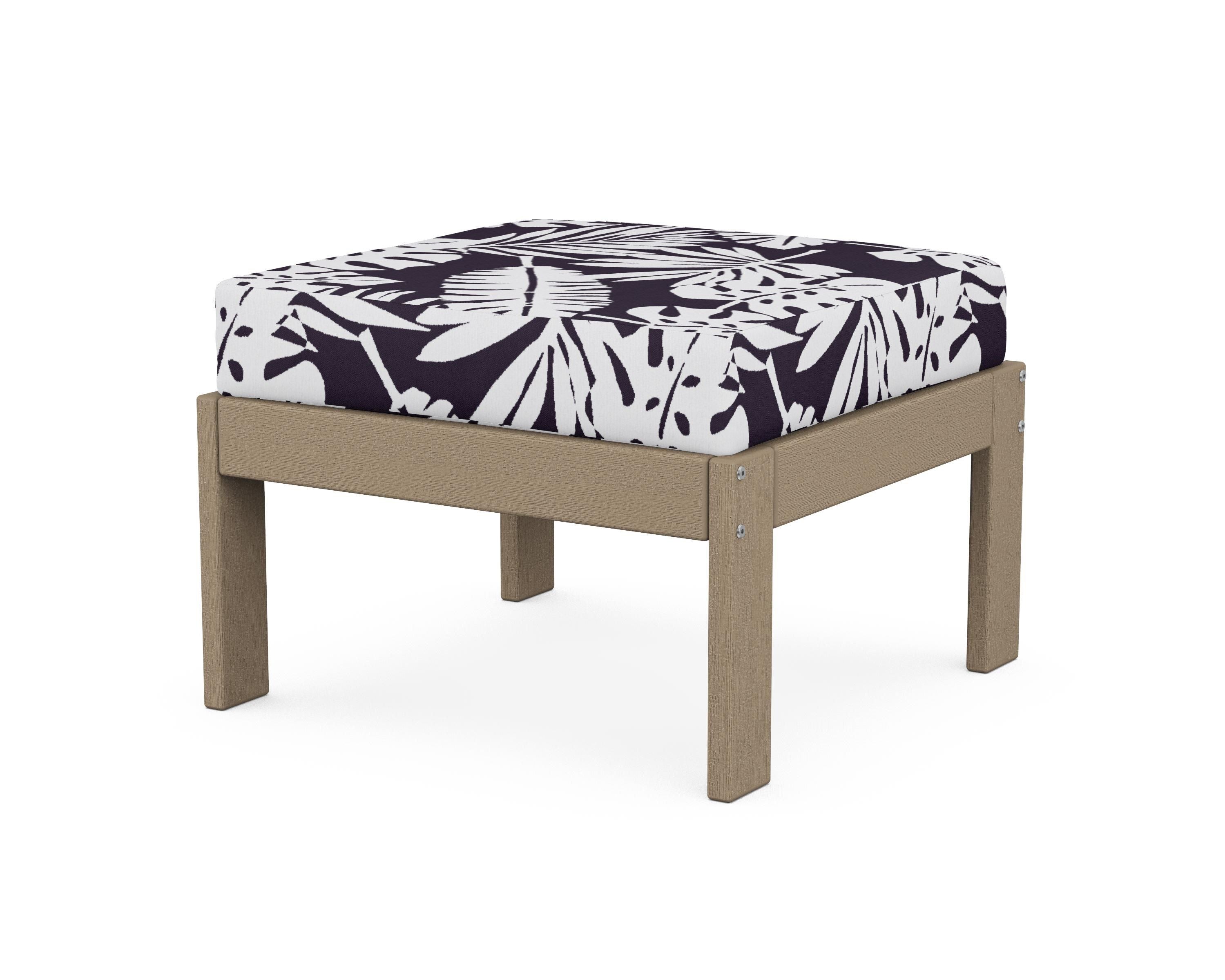 POLYWOOD® Vineyard Modular Ottoman in Vintage Sahara / Leaf Navy