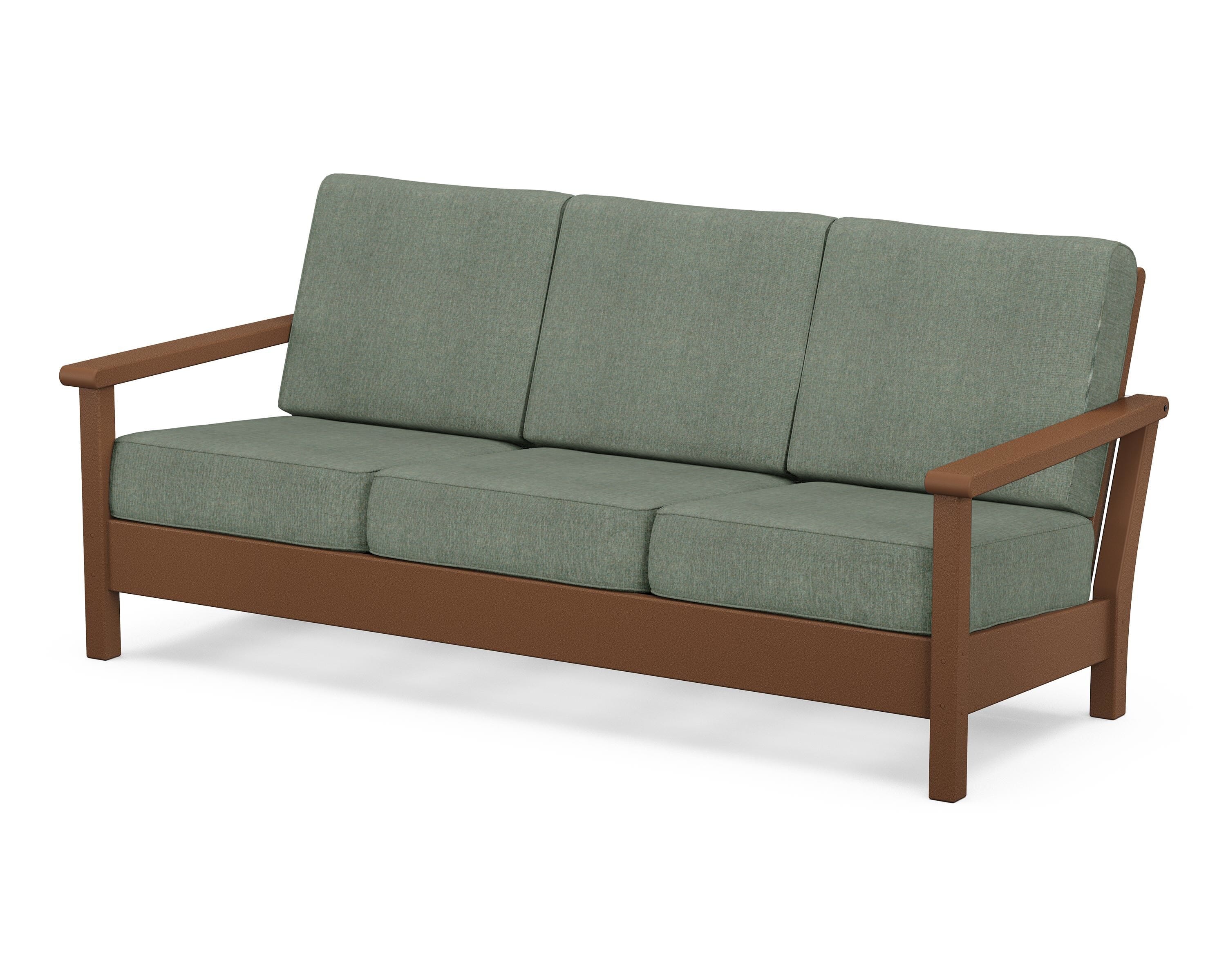 POLYWOOD® Harbour Deep Seating Sofa in Teak / Cast Sage